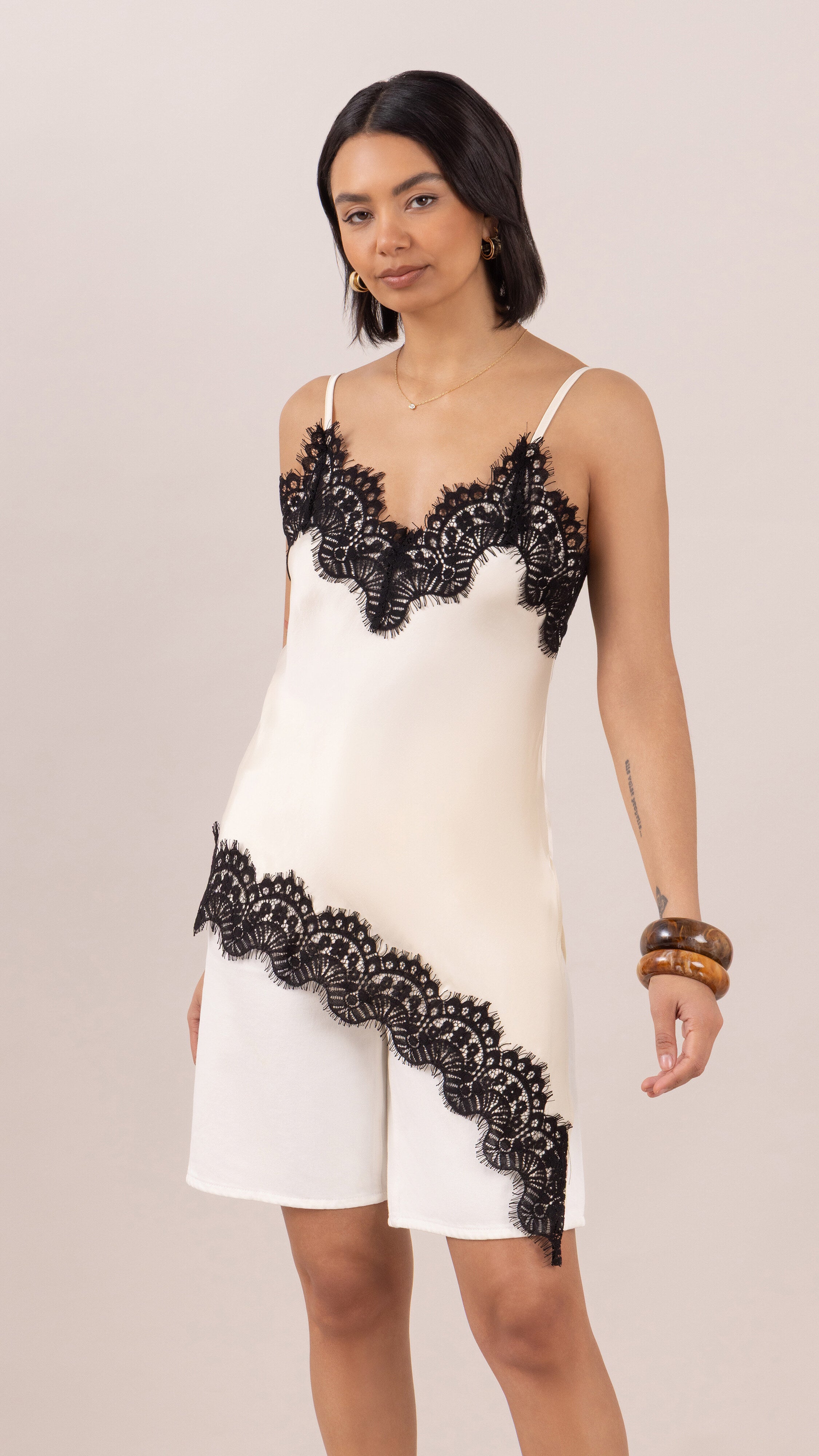 Blake Contrast Lace Camisole - Cream
