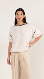 BILLIE SHORT SLEEVE COTTON KNIT  - ECRU