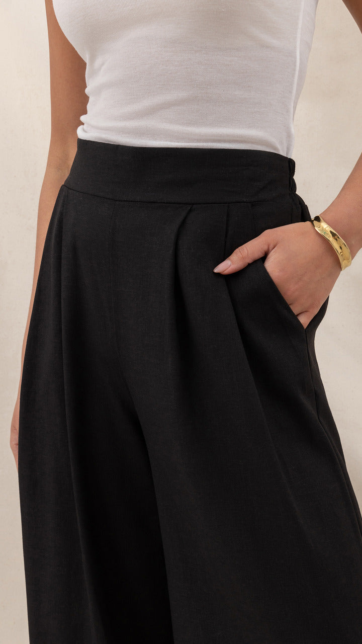 ALEXIS LINEN TROUSERS - BLACK