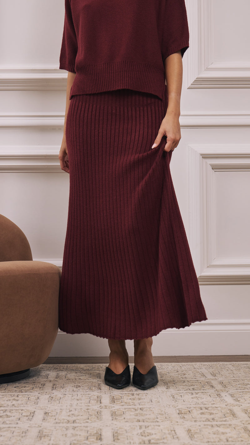 Naya Knitted Skirt - Burgundy