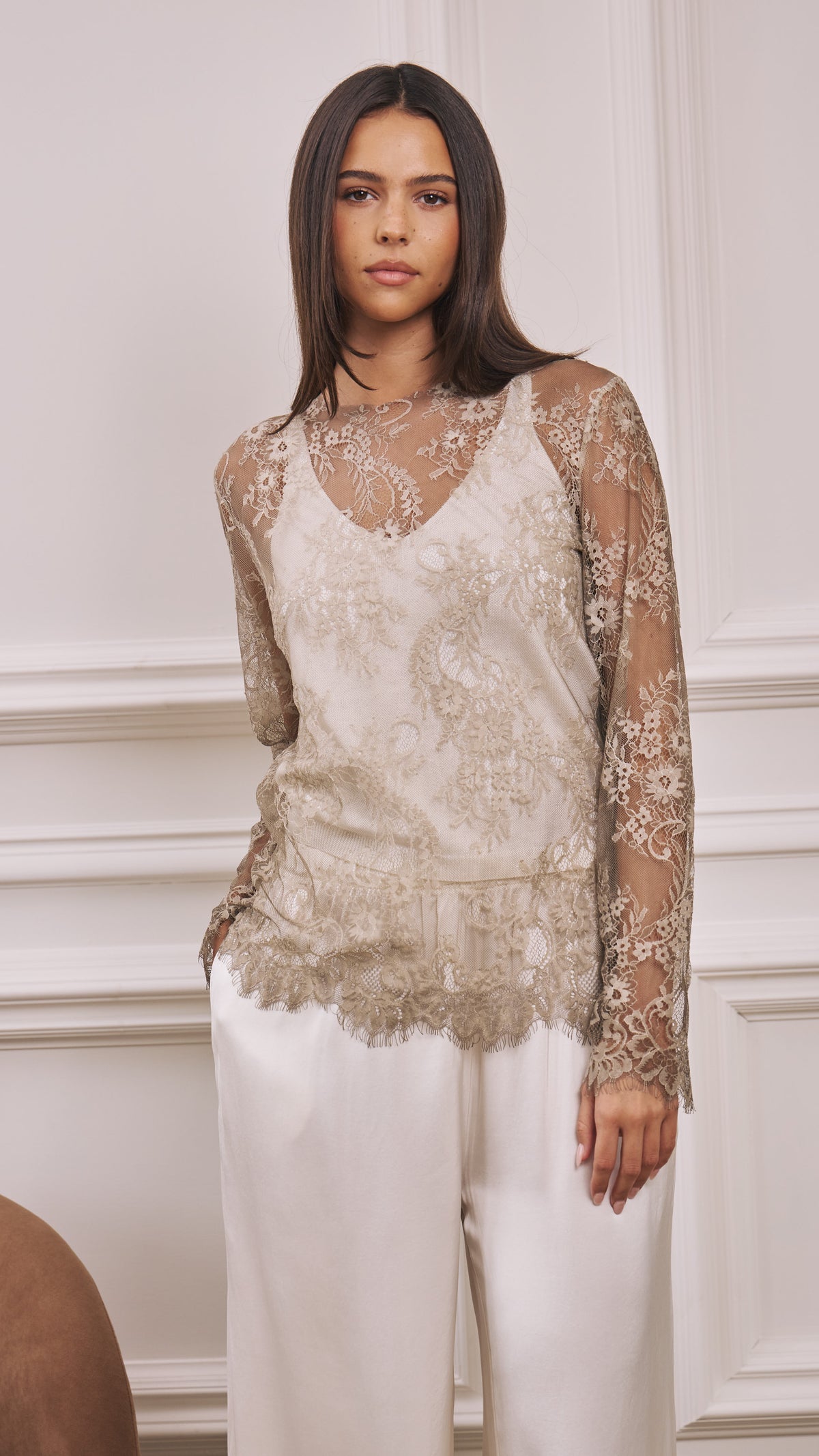 Inna Lace Top - Taupe