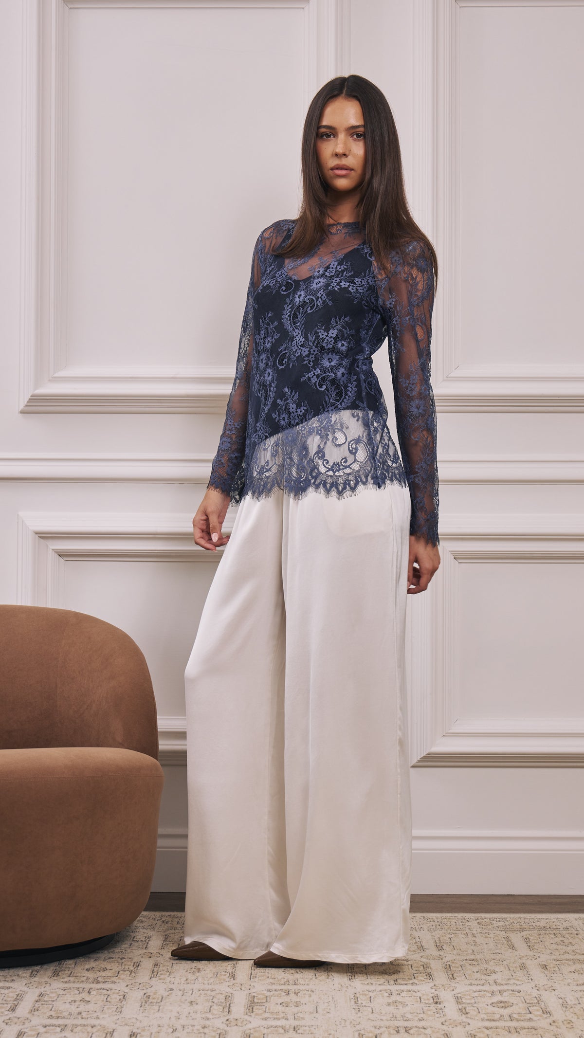 Inna Lace Top - Navy