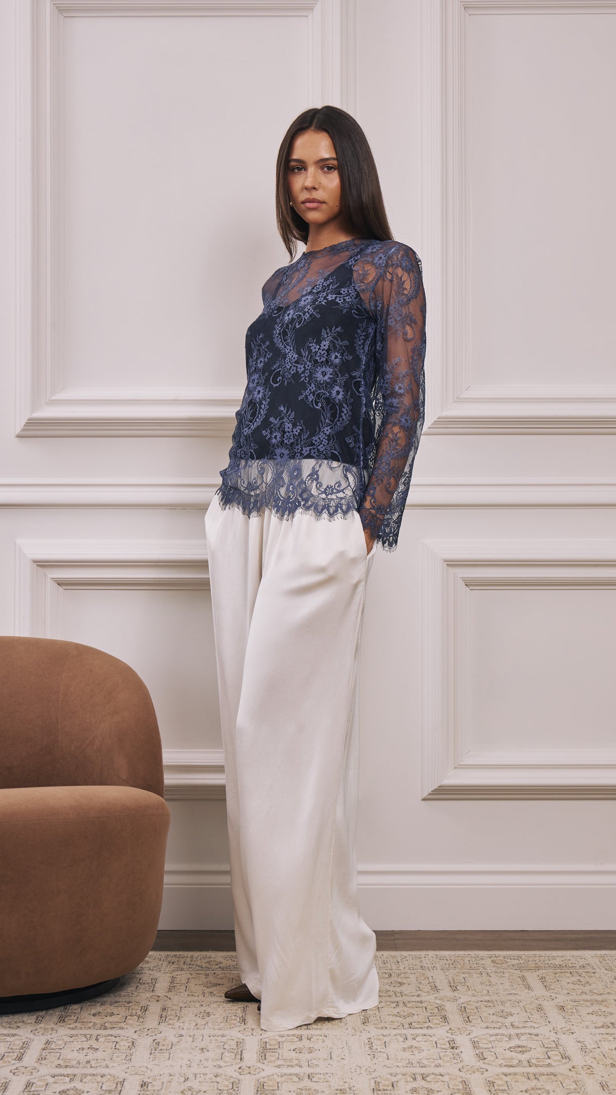 Inna Lace Top - Navy