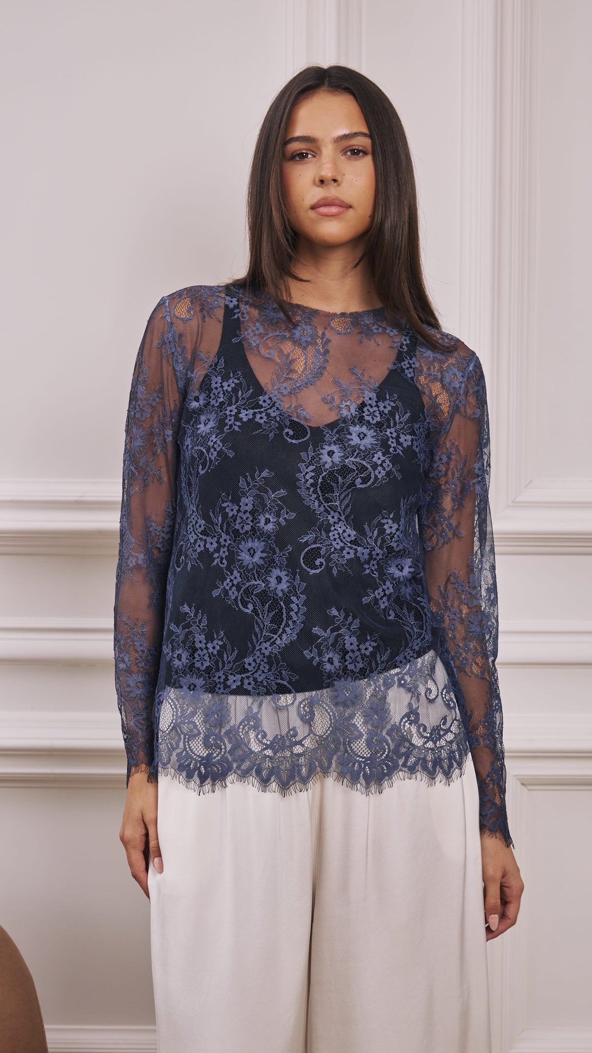 Inna Lace Top - Navy