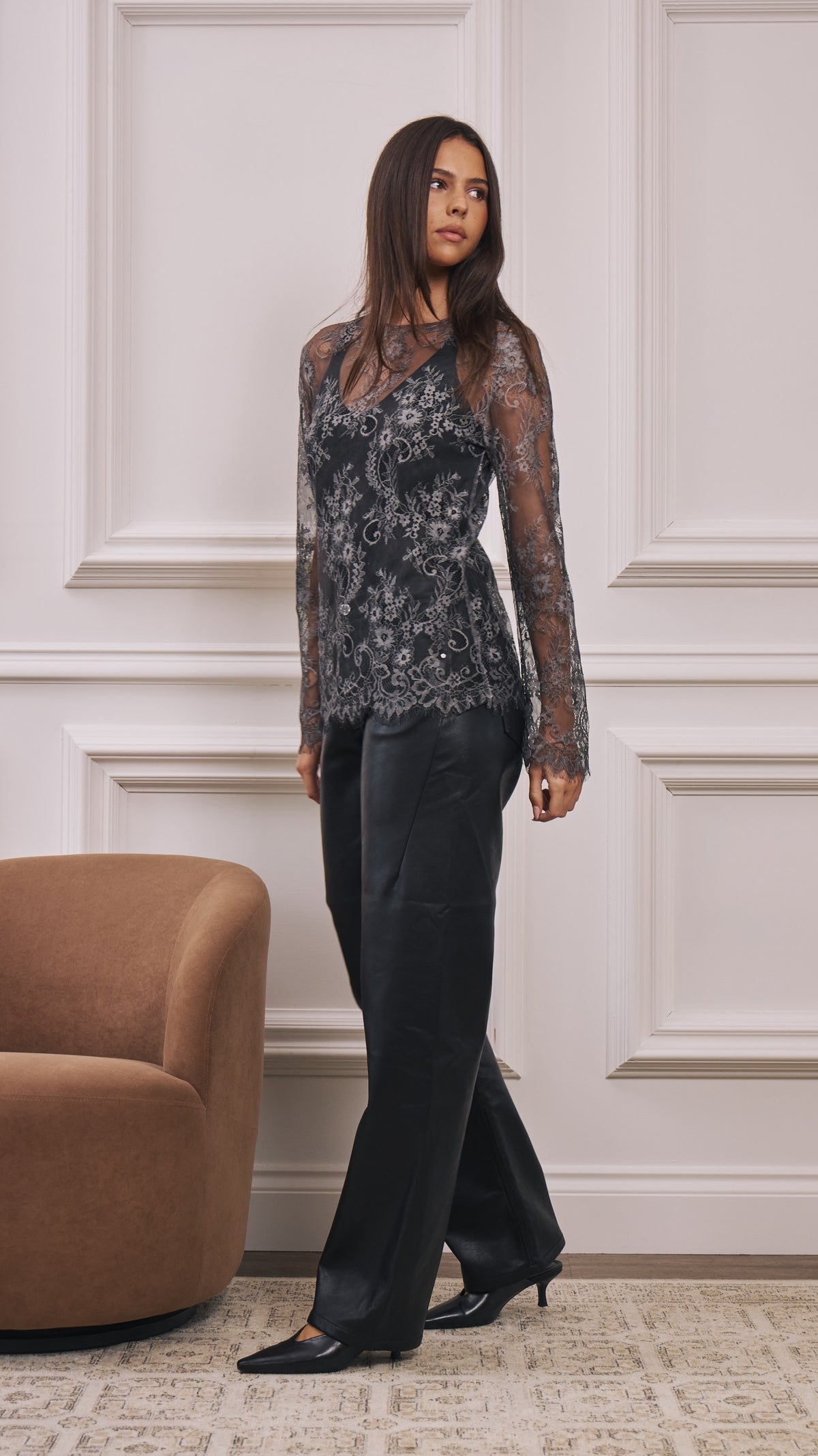 Inna Lace Top - Grey