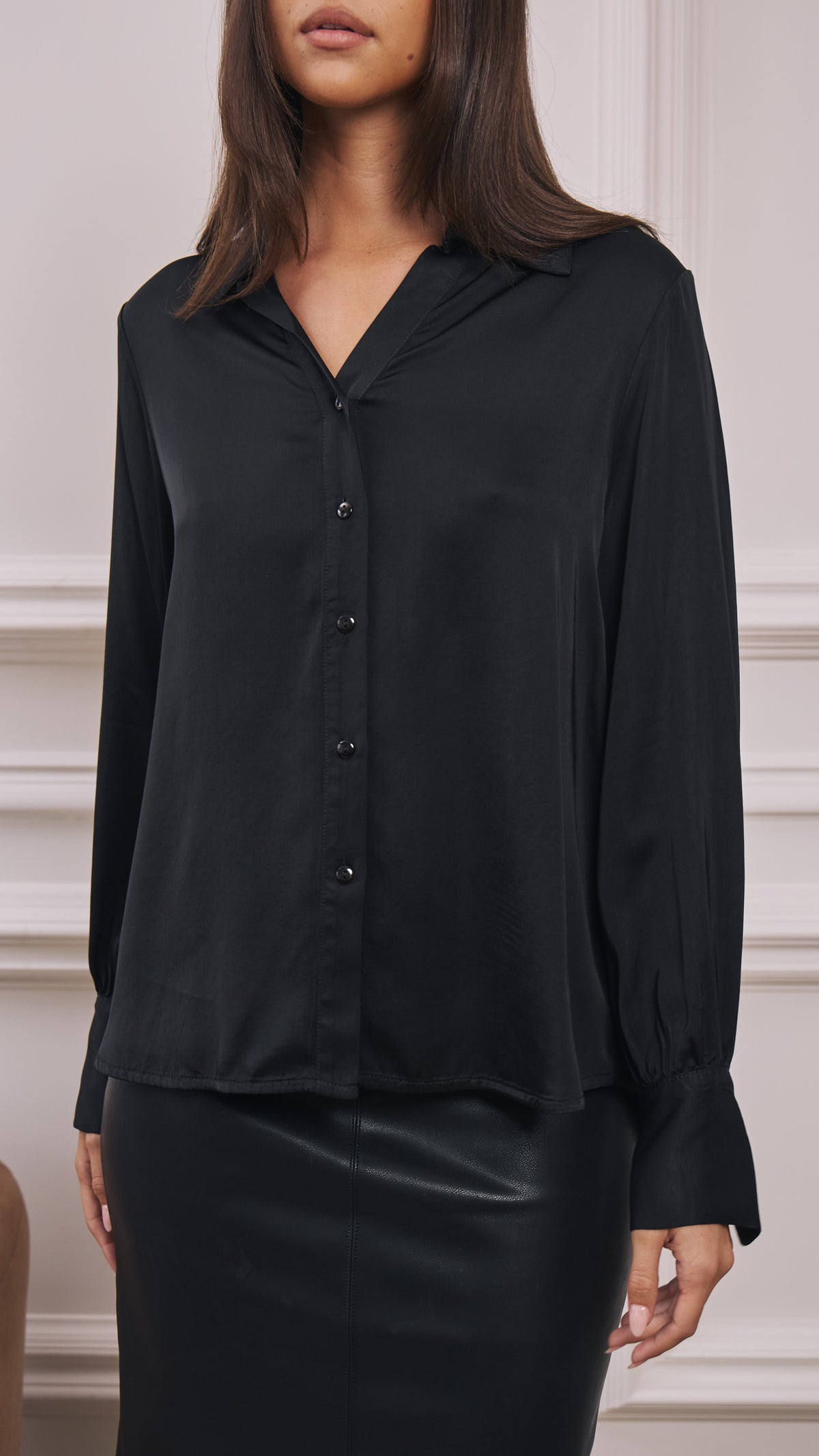 Raye Satin Shirt - Black