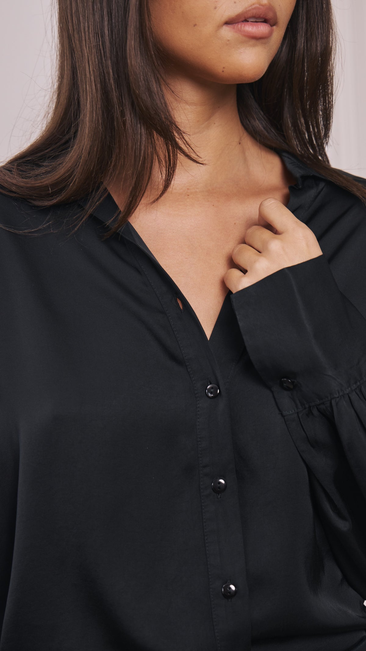 Raye Satin Shirt - Black