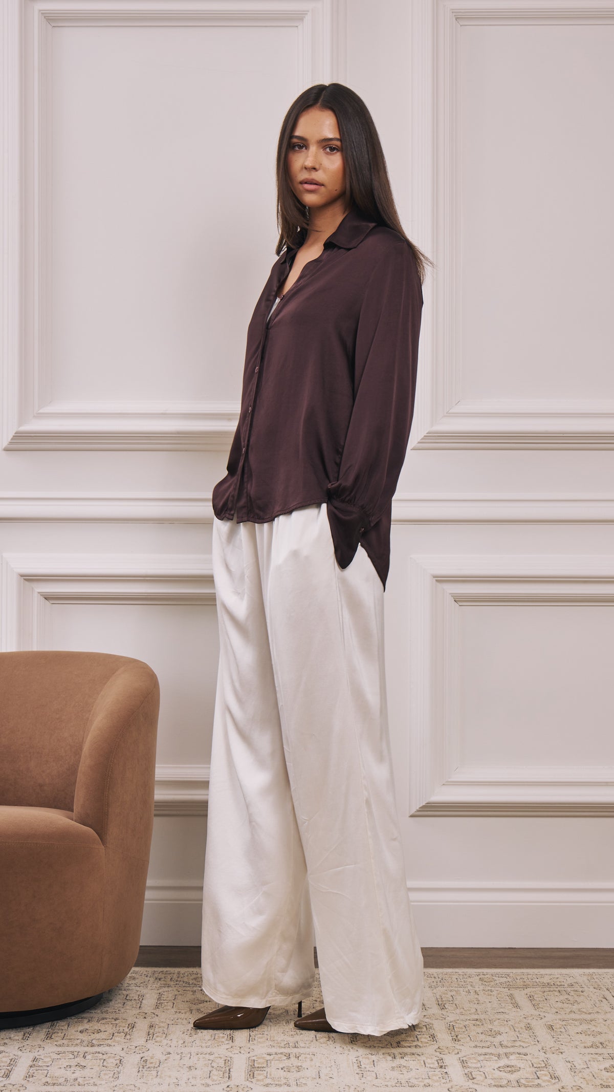Raye Satin Shirt - Dark Plum
