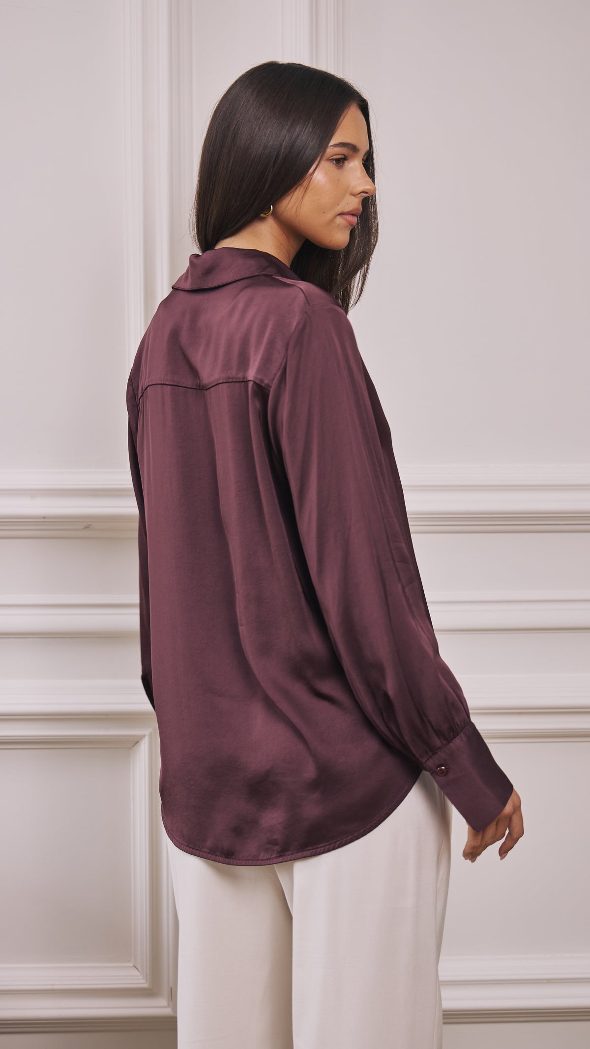 Raye Satin Shirt - Burgundy