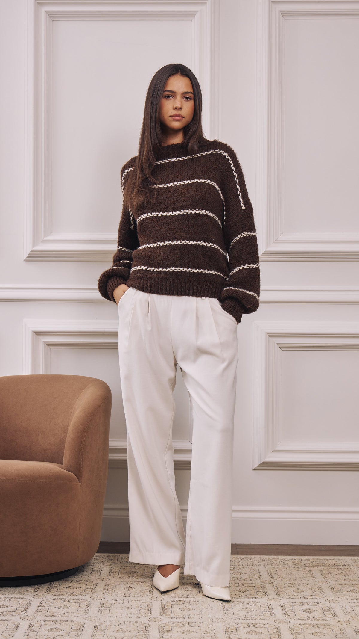 Luana Striped Jumper - Espresso