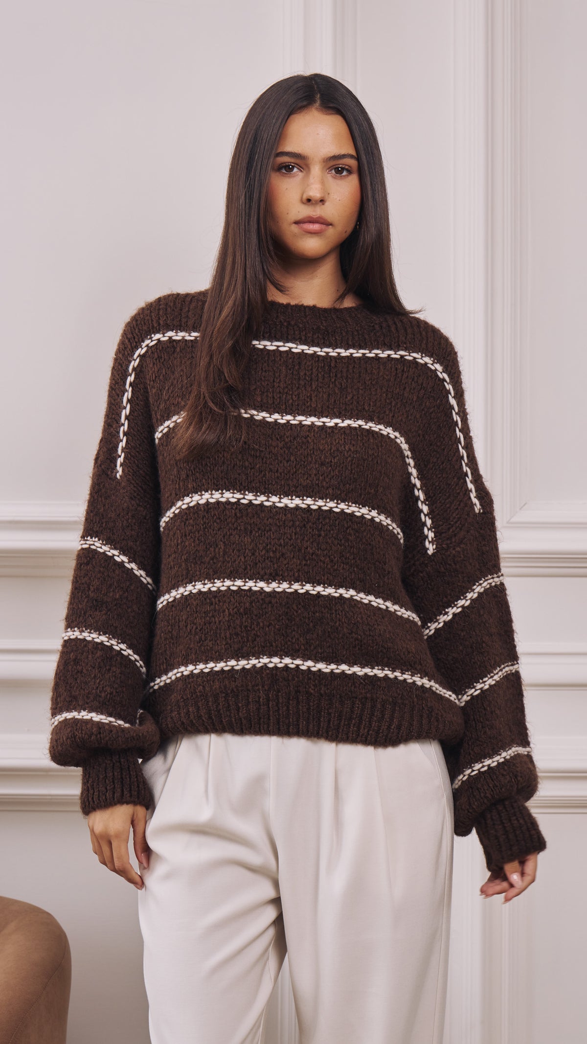 Luana Striped Jumper - Espresso