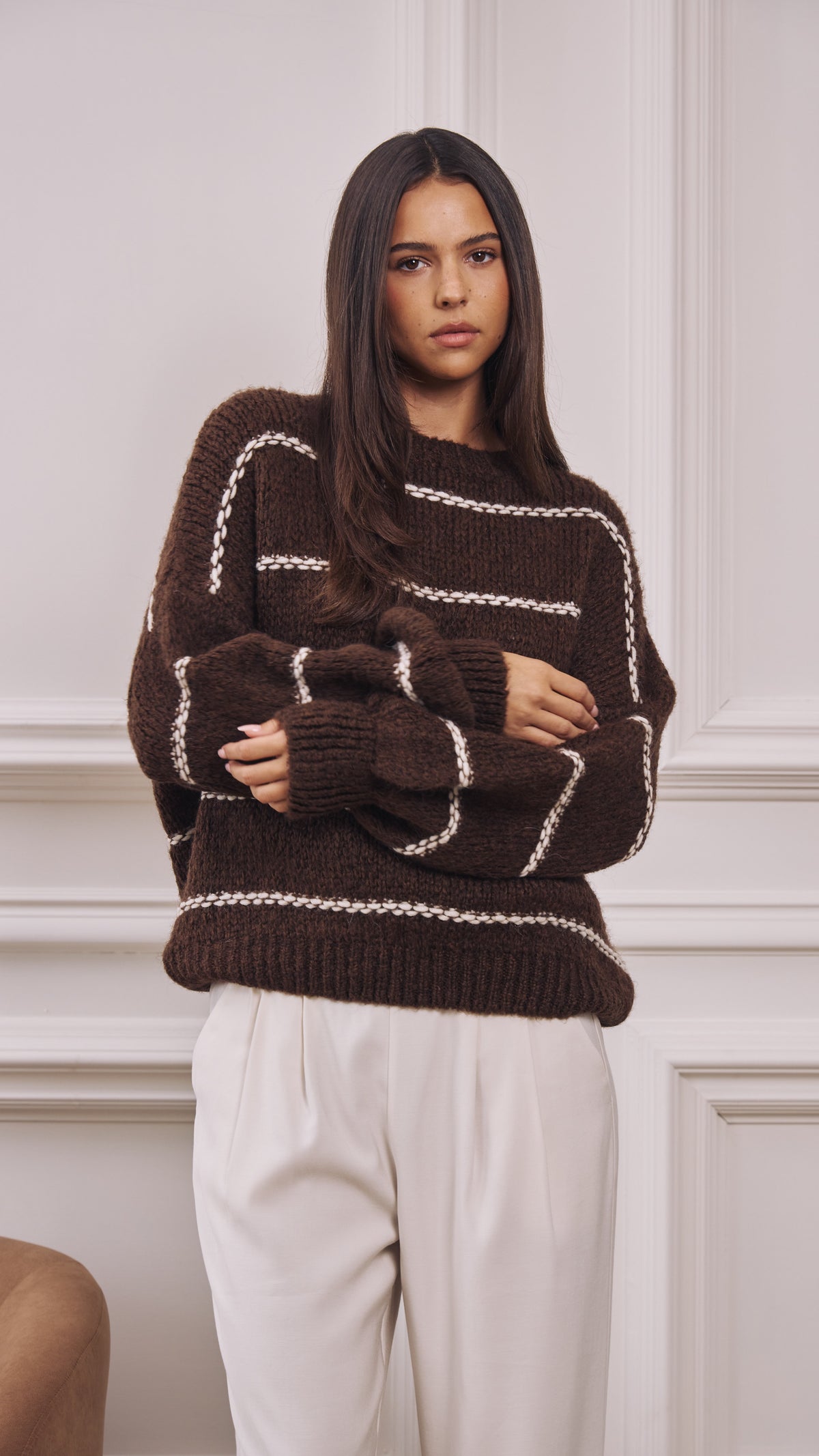 Luana Striped Jumper - Espresso