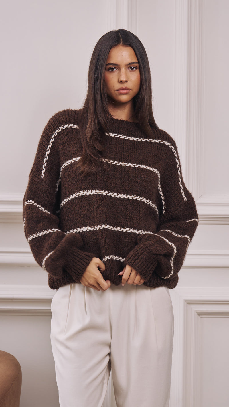 Luana Striped Jumper - Espresso