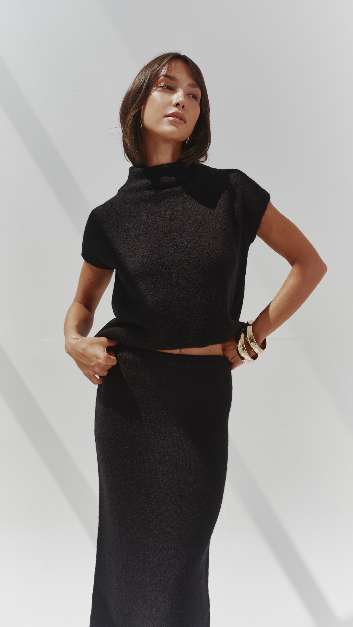 Aura Alpaca blend knit top - Black