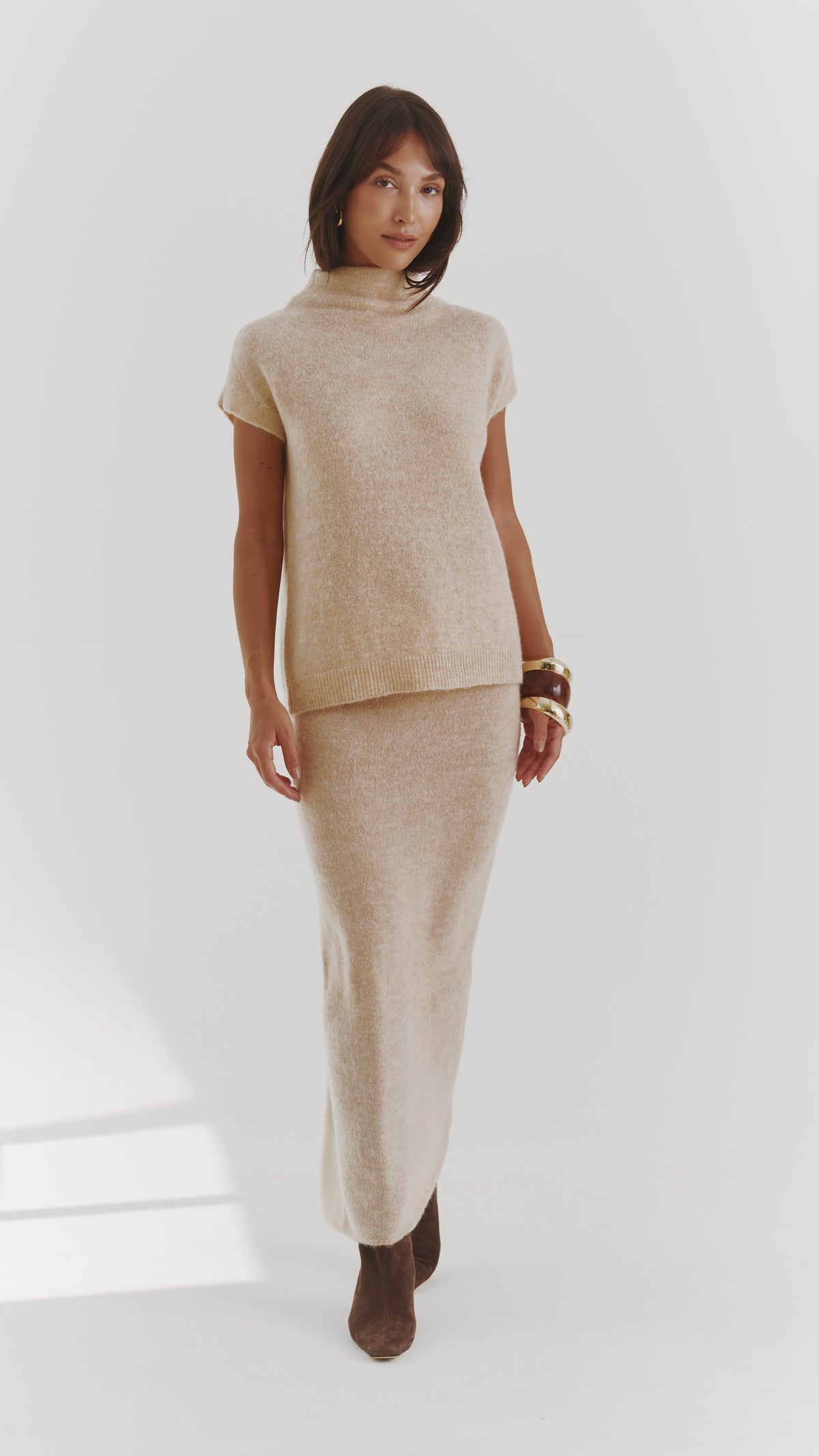 Aura Alpaca blend knit top - Sand