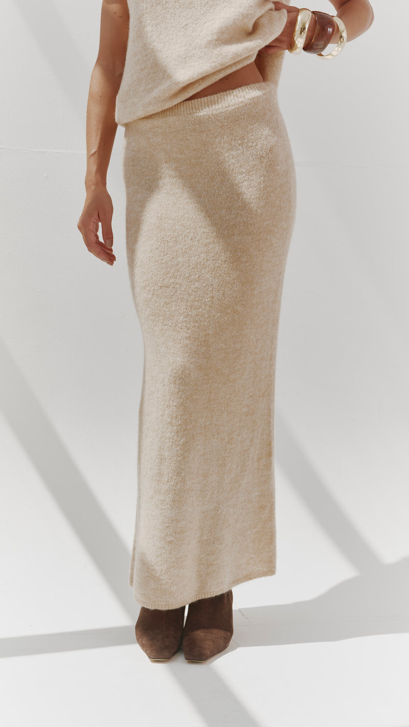 Aura Alpaca blend knit skirt - Sand