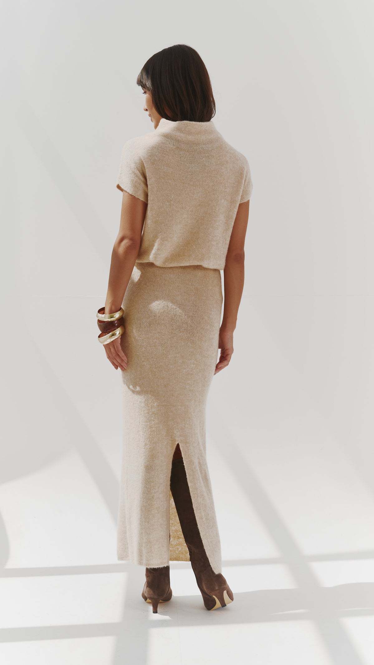 Aura Alpaca blend knit skirt - Sand