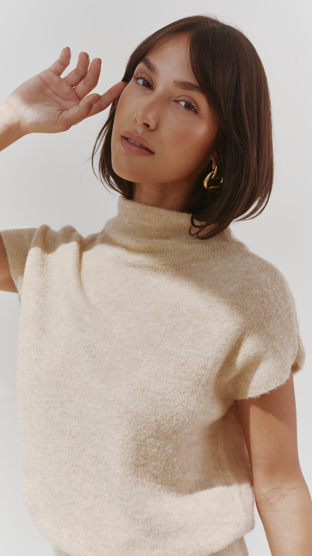 Aura Alpaca blend knit top - Sand