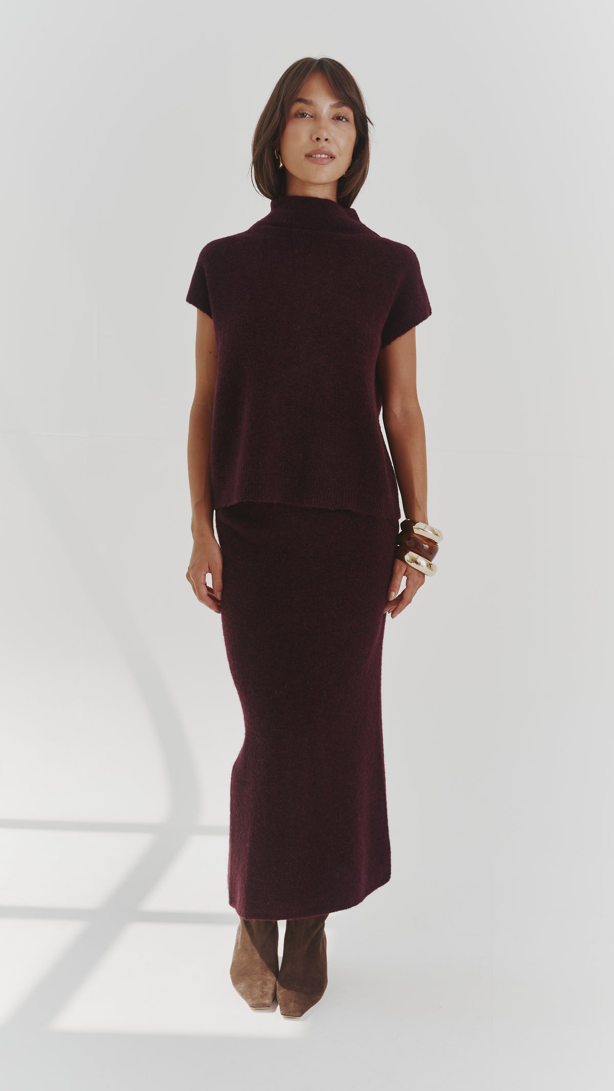 Aura Alpaca blend knit top - Burgundy