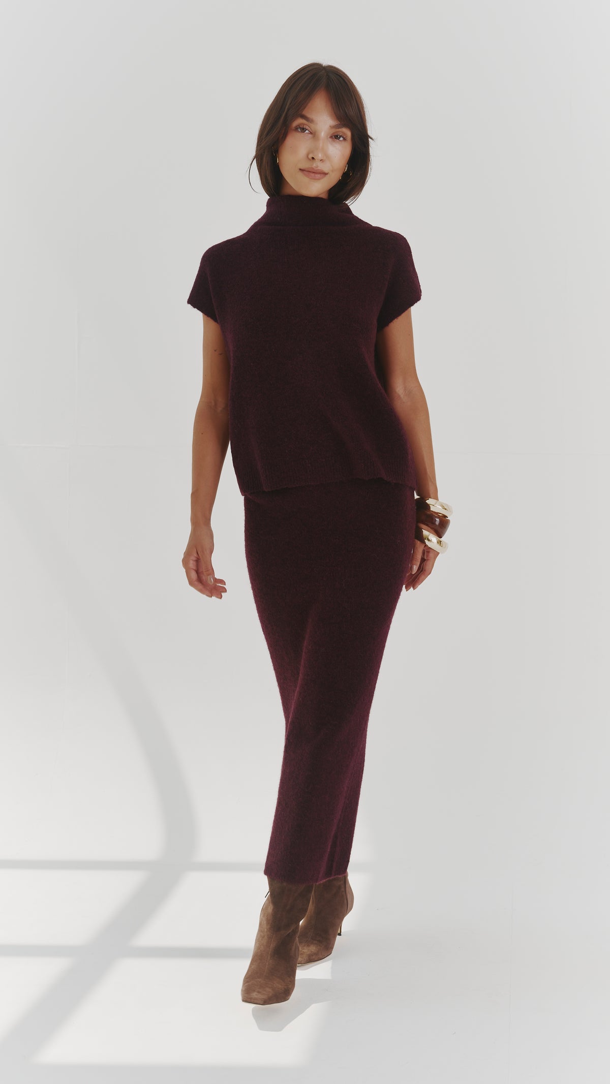 Aura Alpaca blend knit top - Burgundy