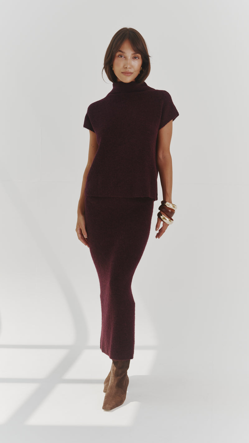Aura Alpaca blend knit top - Burgundy