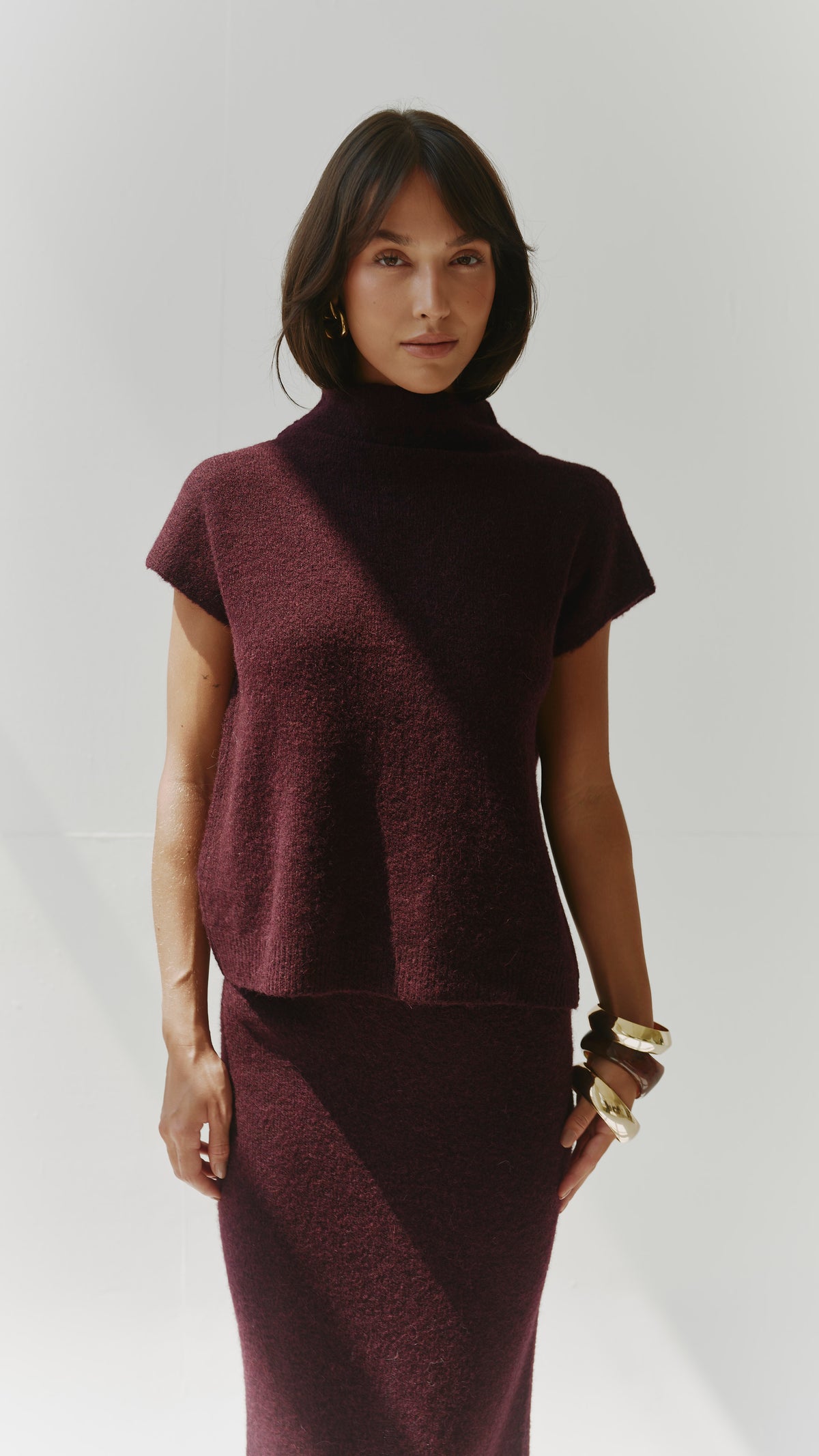 Aura Alpaca blend knit top - Burgundy
