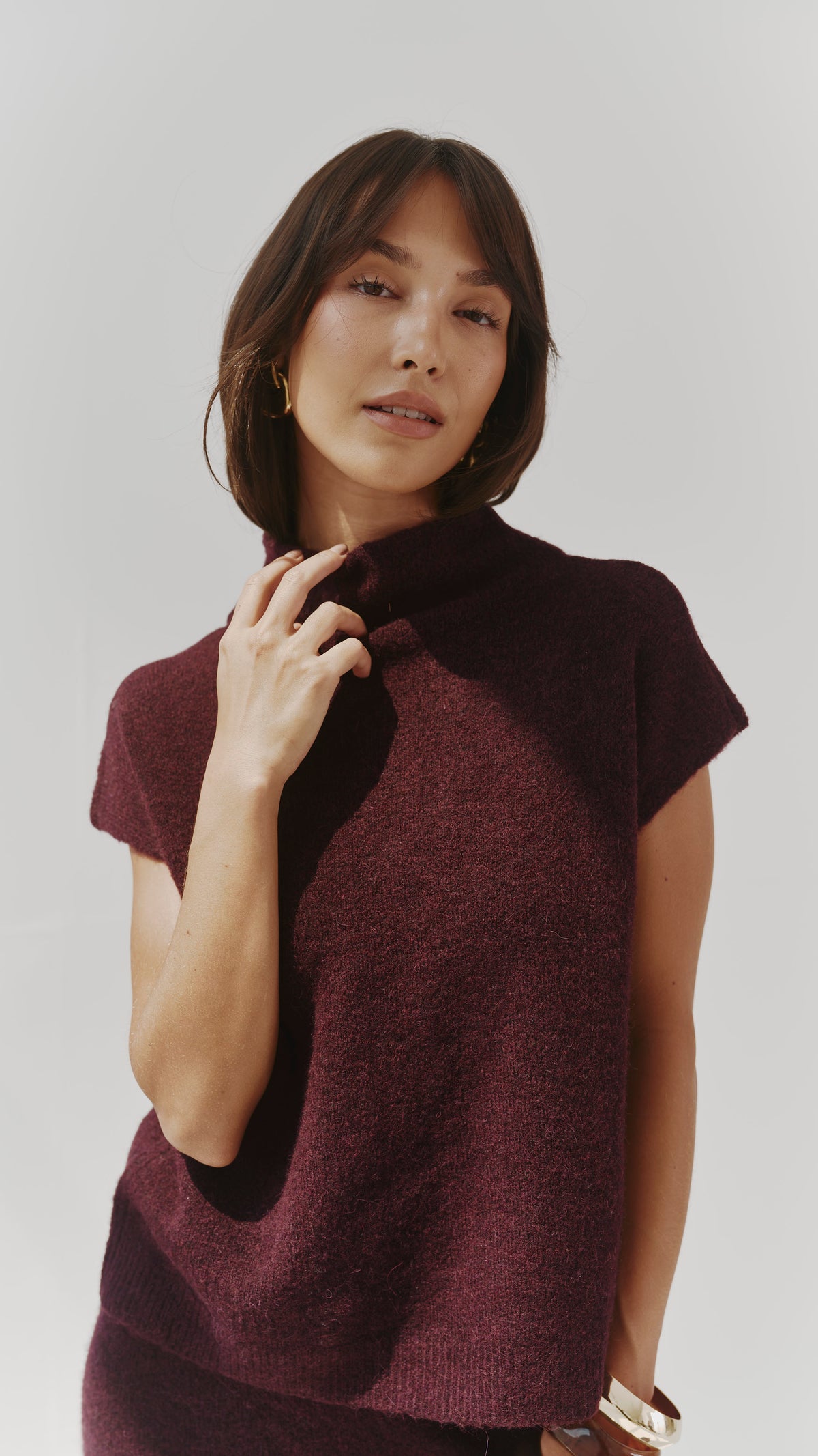 Aura Alpaca blend knit top - Burgundy