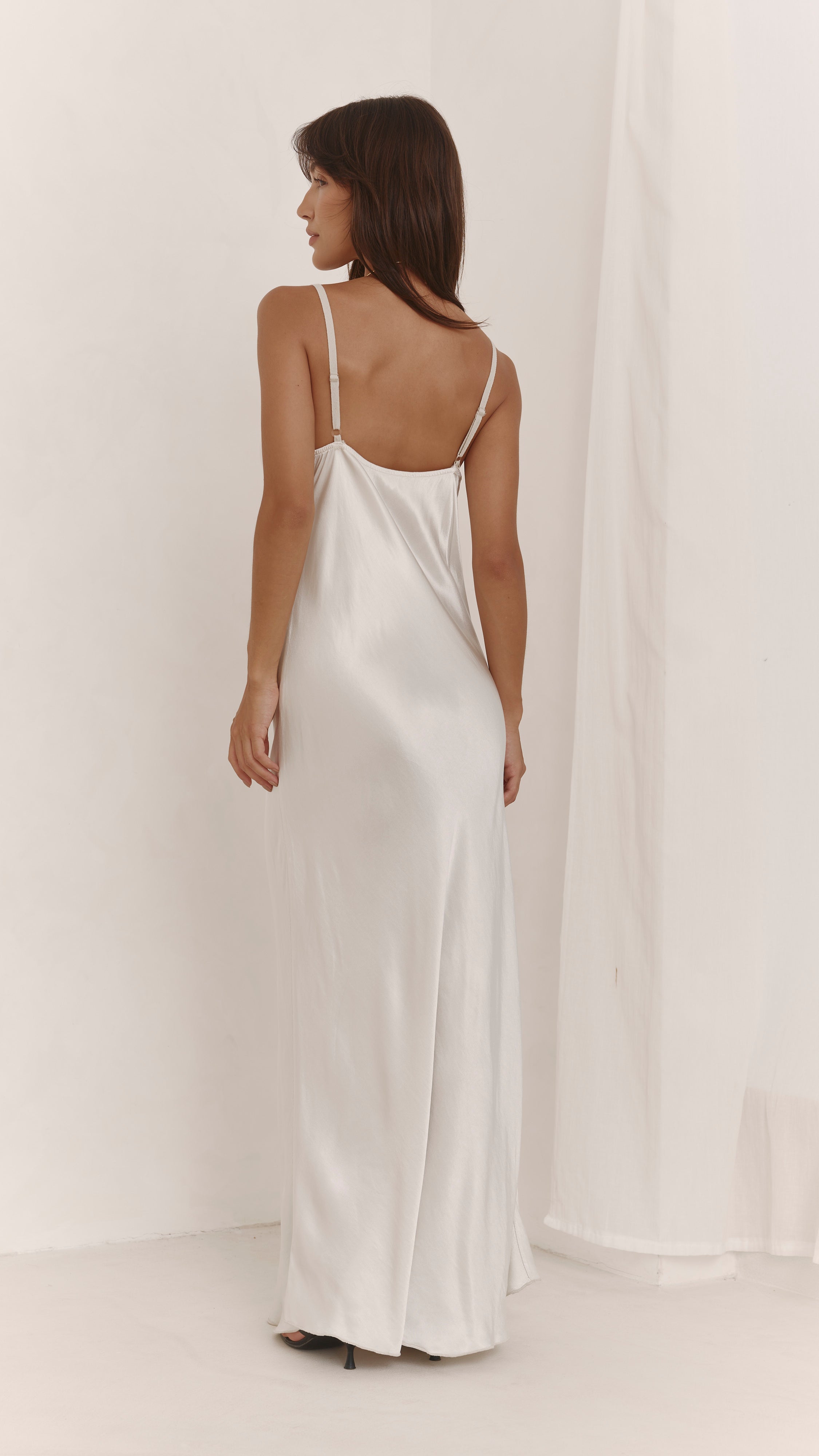 Alena Satin Dress - Pearl