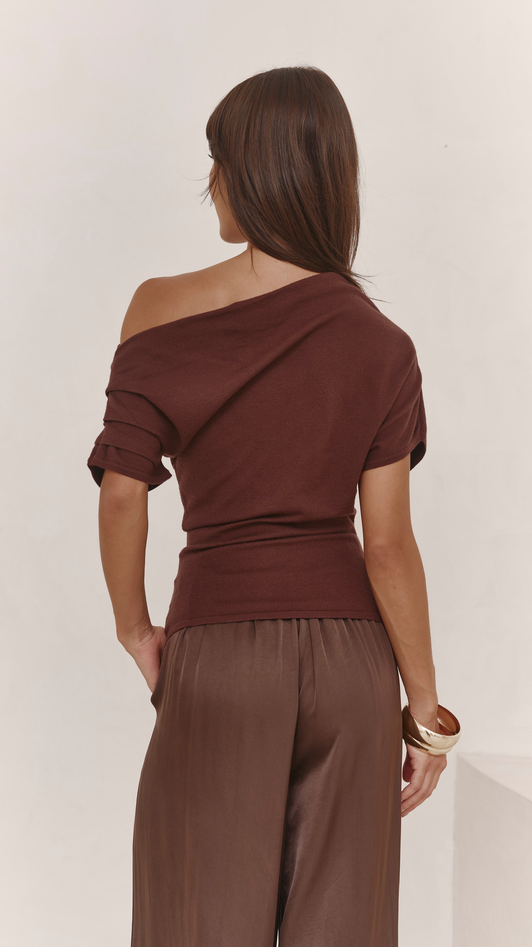 Nadine Off-Shoulder Top - Espresso