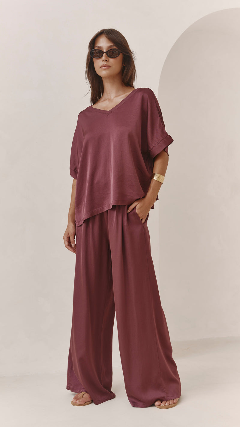 Parker Satin Set - Burgundy