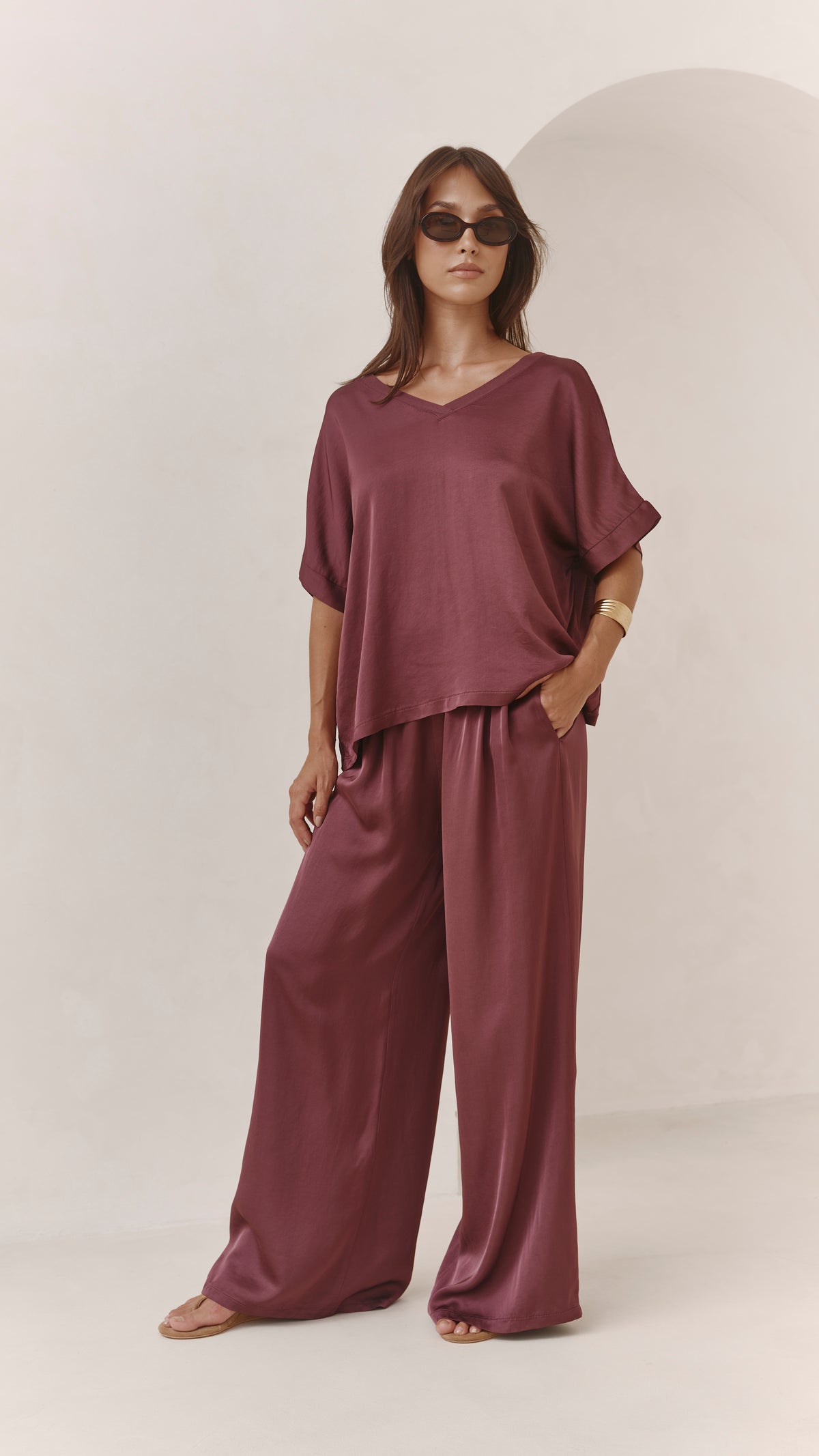 Parker Satin Set - Burgundy