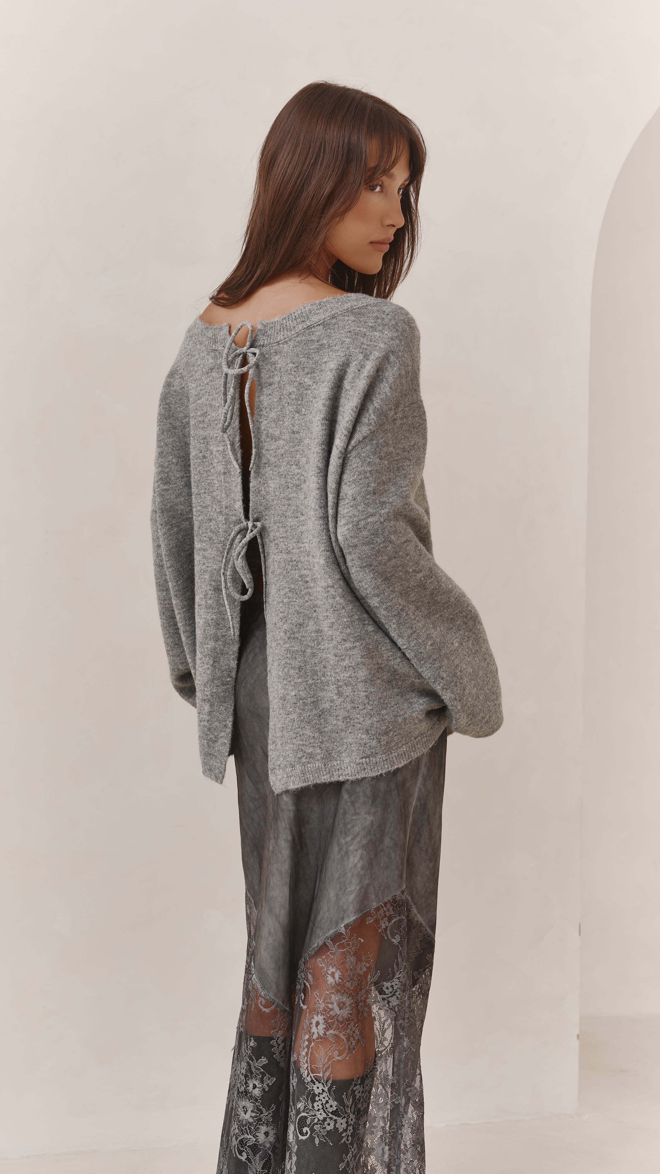 Solene Lace Skirt - Mid Grey