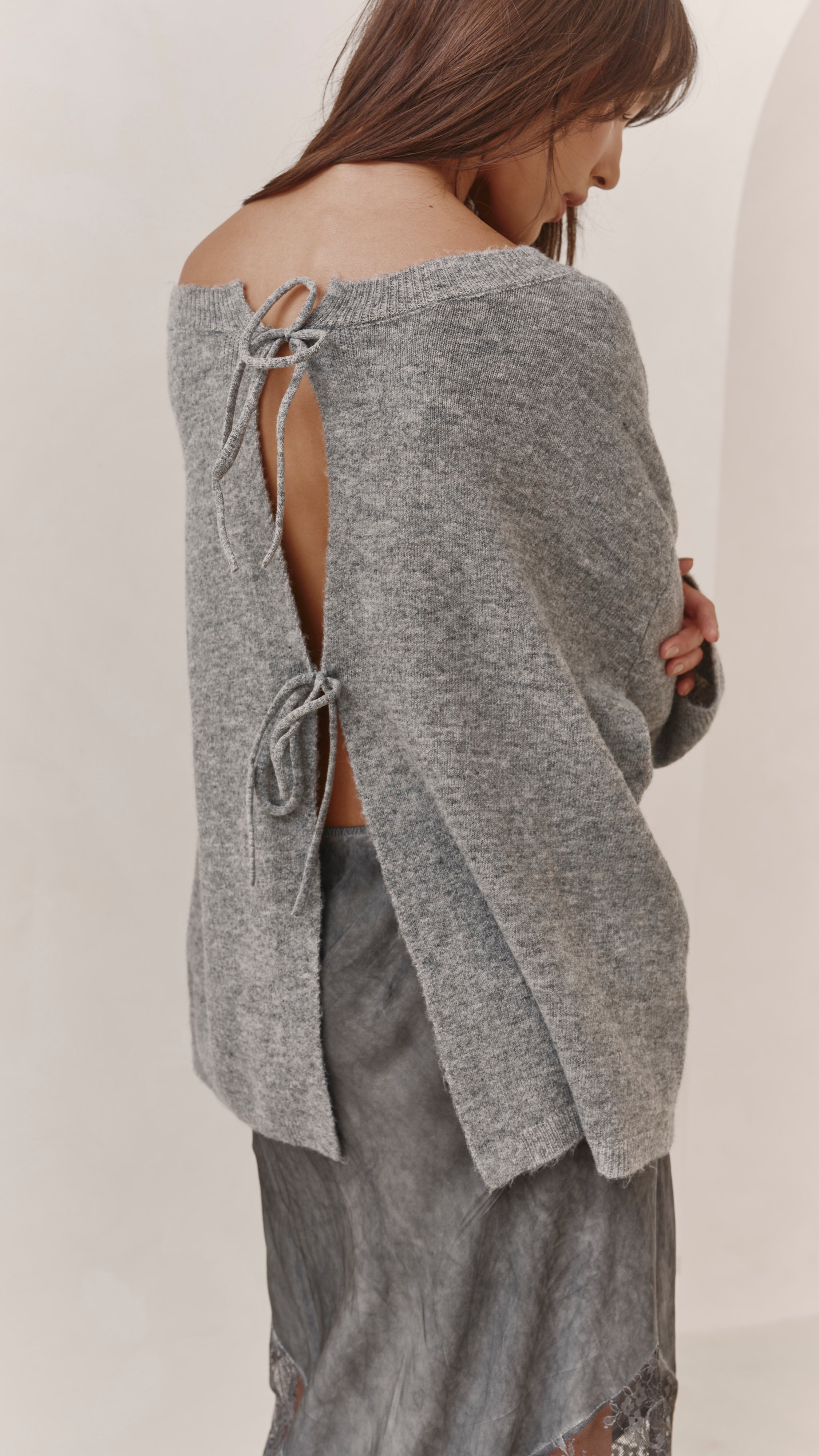 Solene Lace Skirt - Mid Grey
