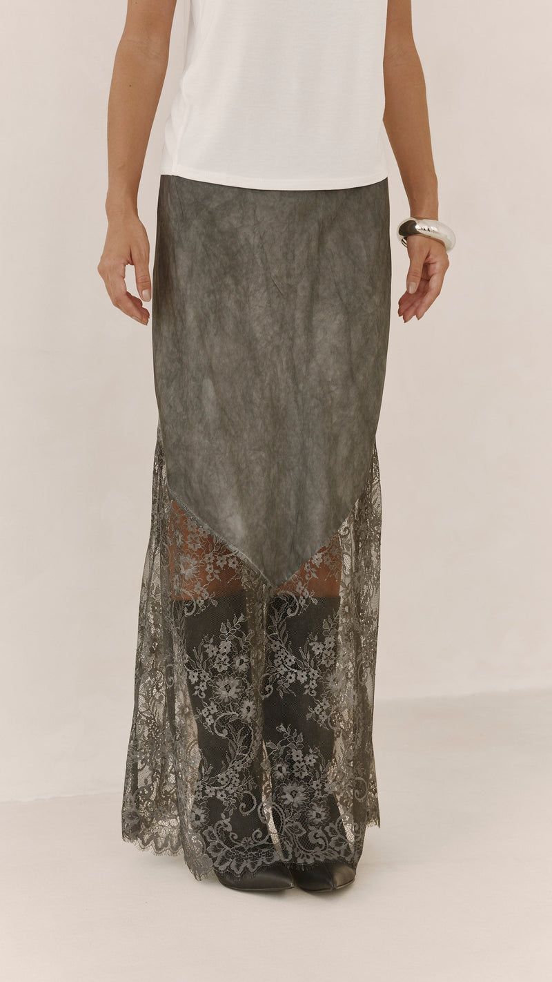 Solene Lace Skirt - Mid Grey