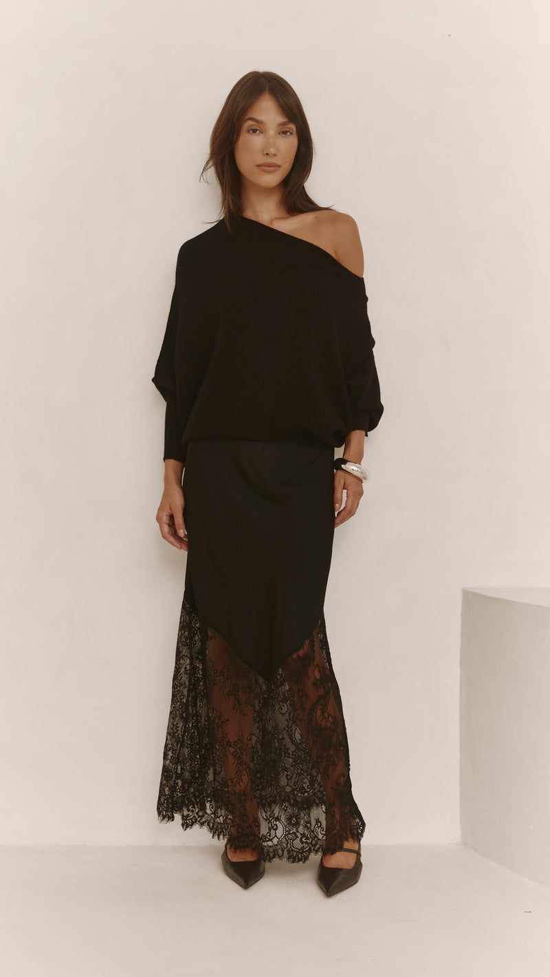 Solene Lace Skirt - Black