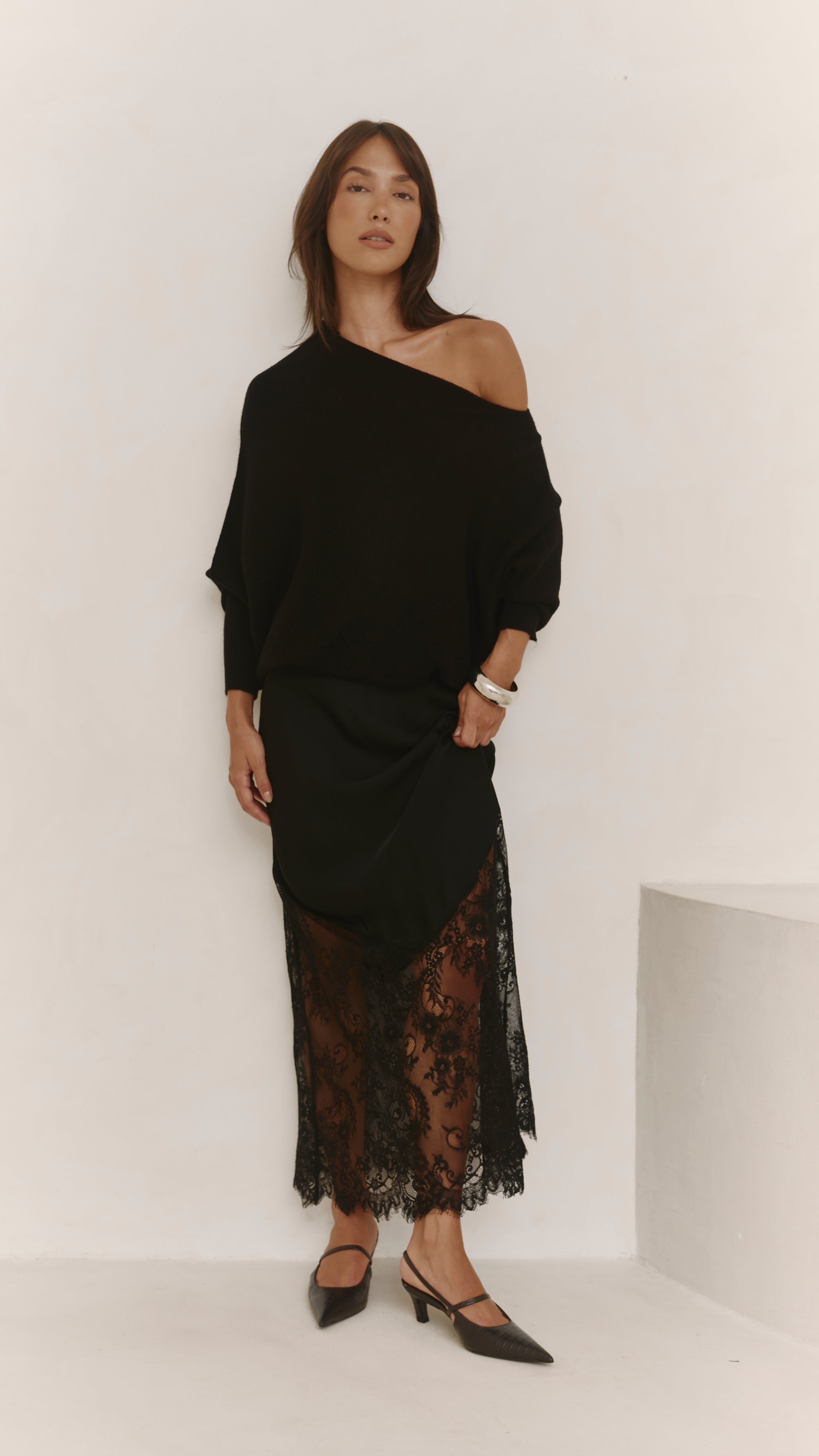 Solene Lace Skirt - Black