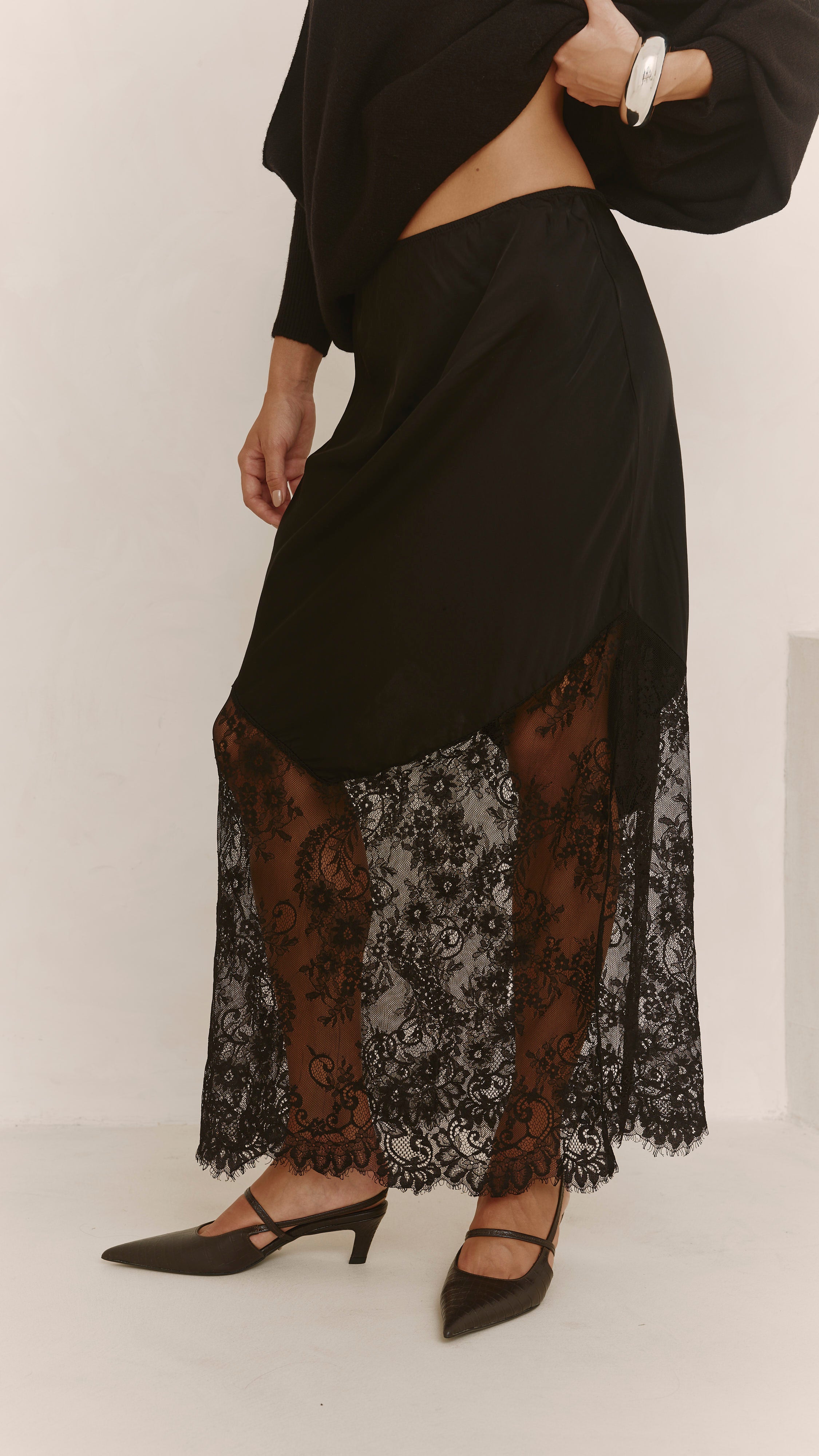 Solene Lace Skirt - Black