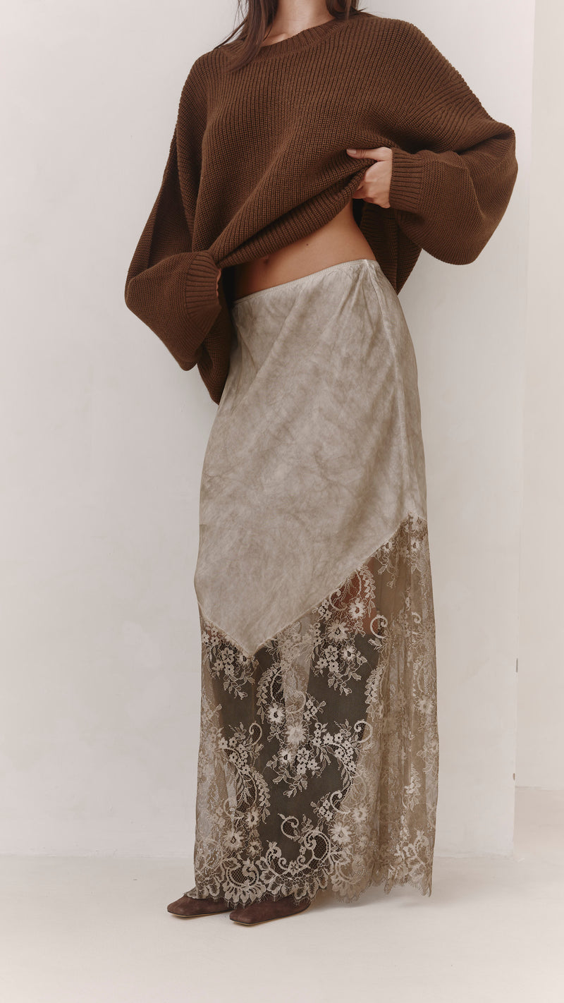 Solene Lace Skirt - Taupe