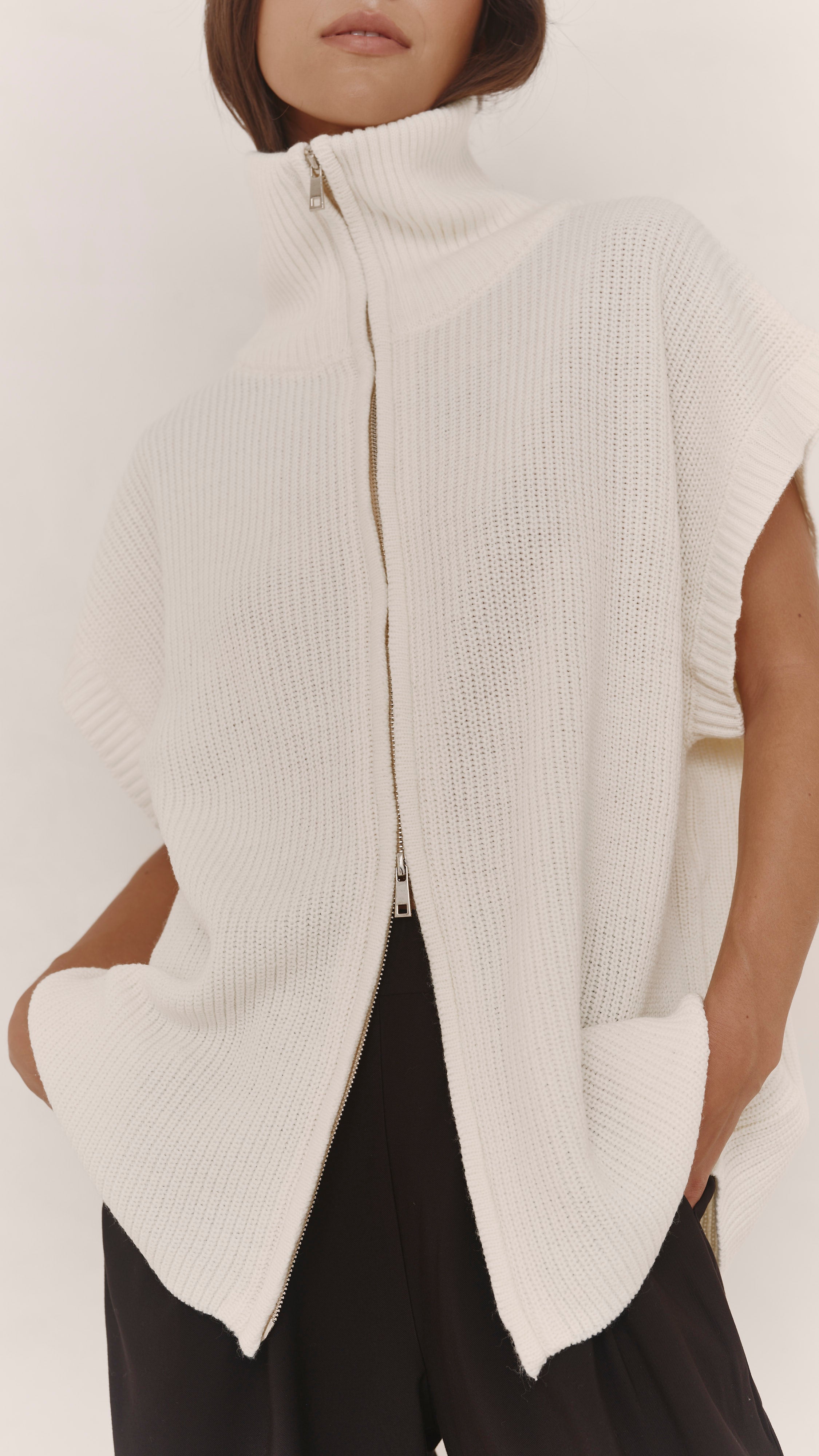 Millie Sleeveless Knit Cardigan - Ivory