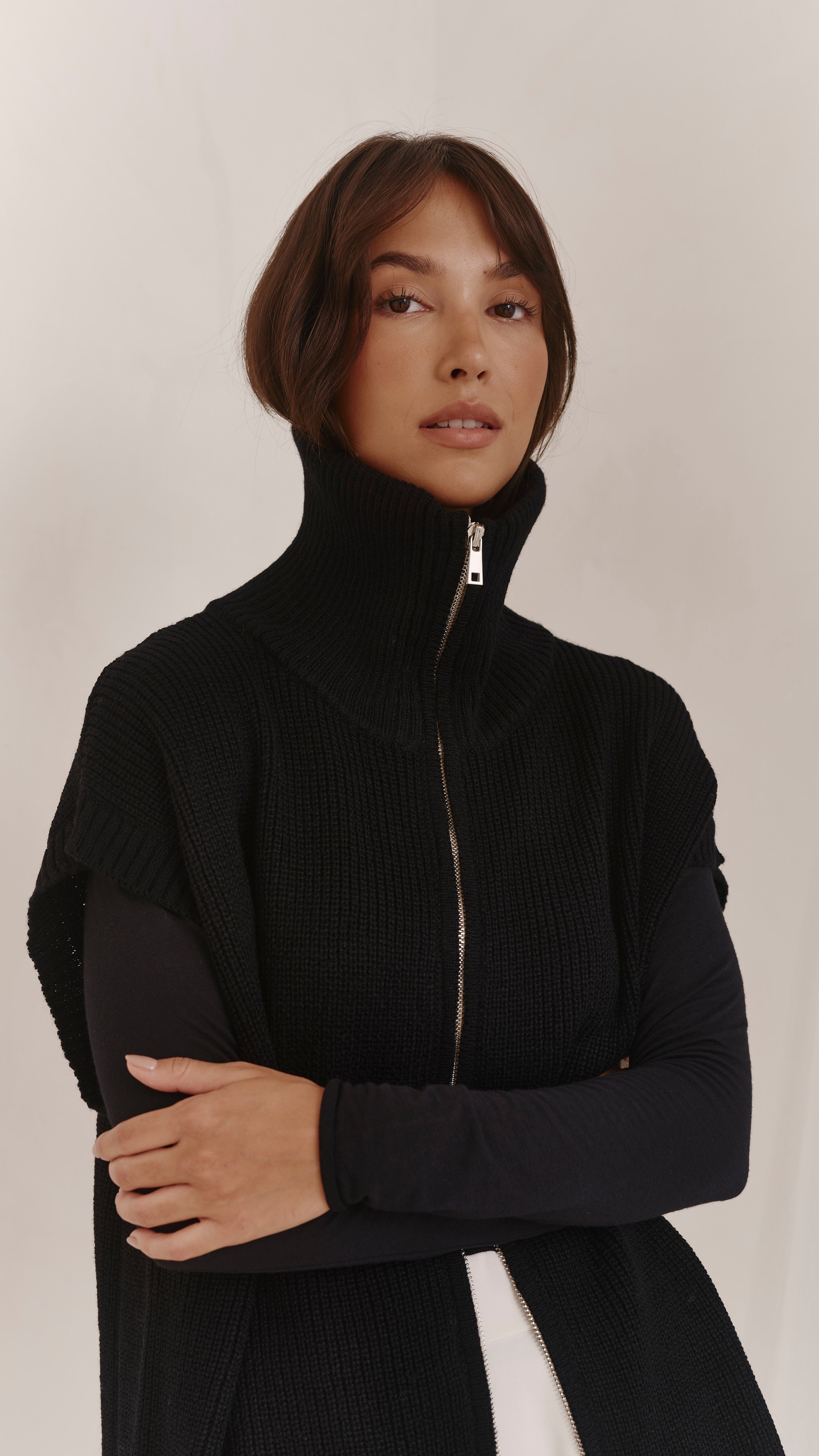 Millie Sleeveless Knit Cardigan - Black