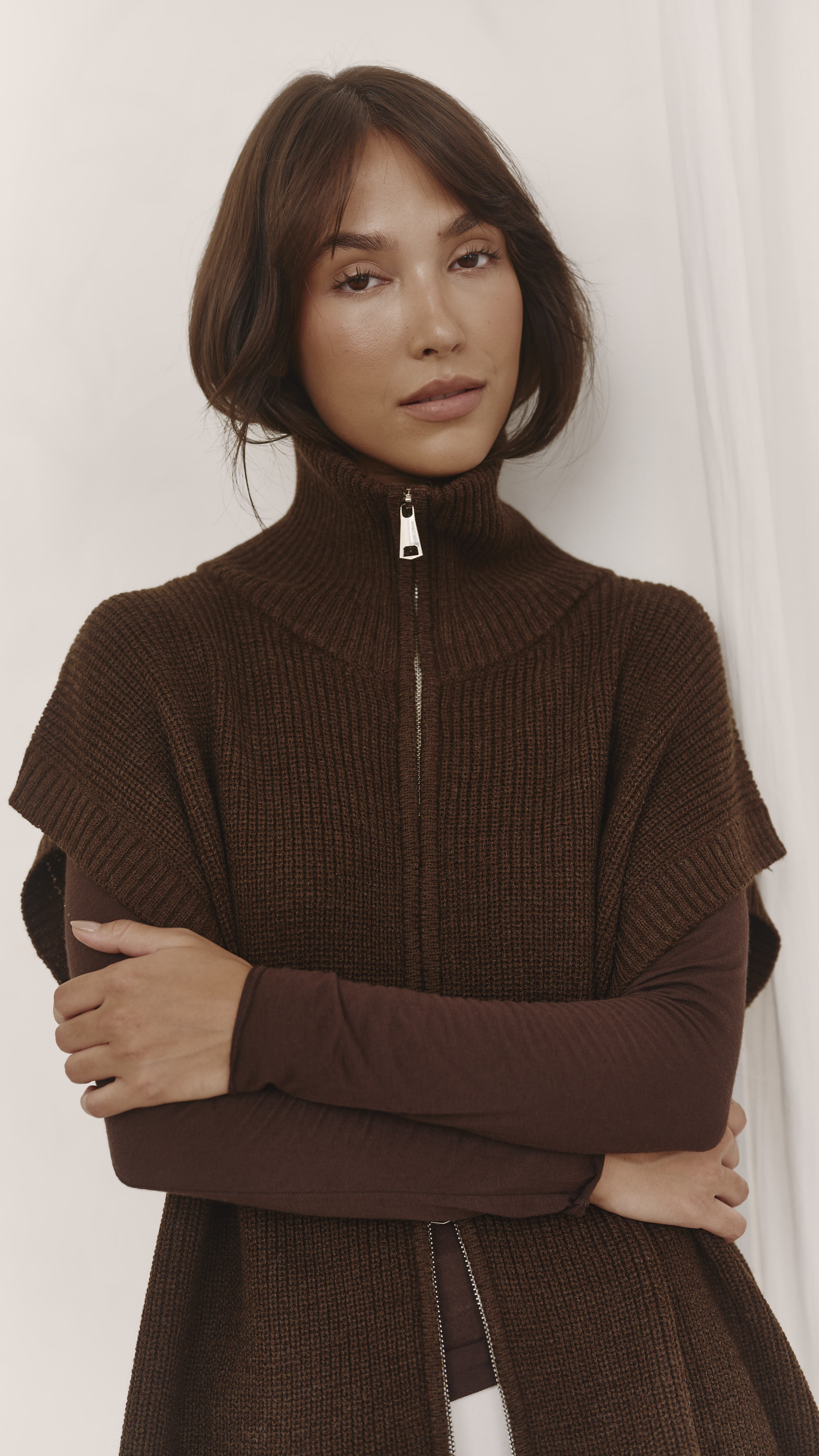 Millie Sleeveless Knit Cardigan - Dark Espresso
