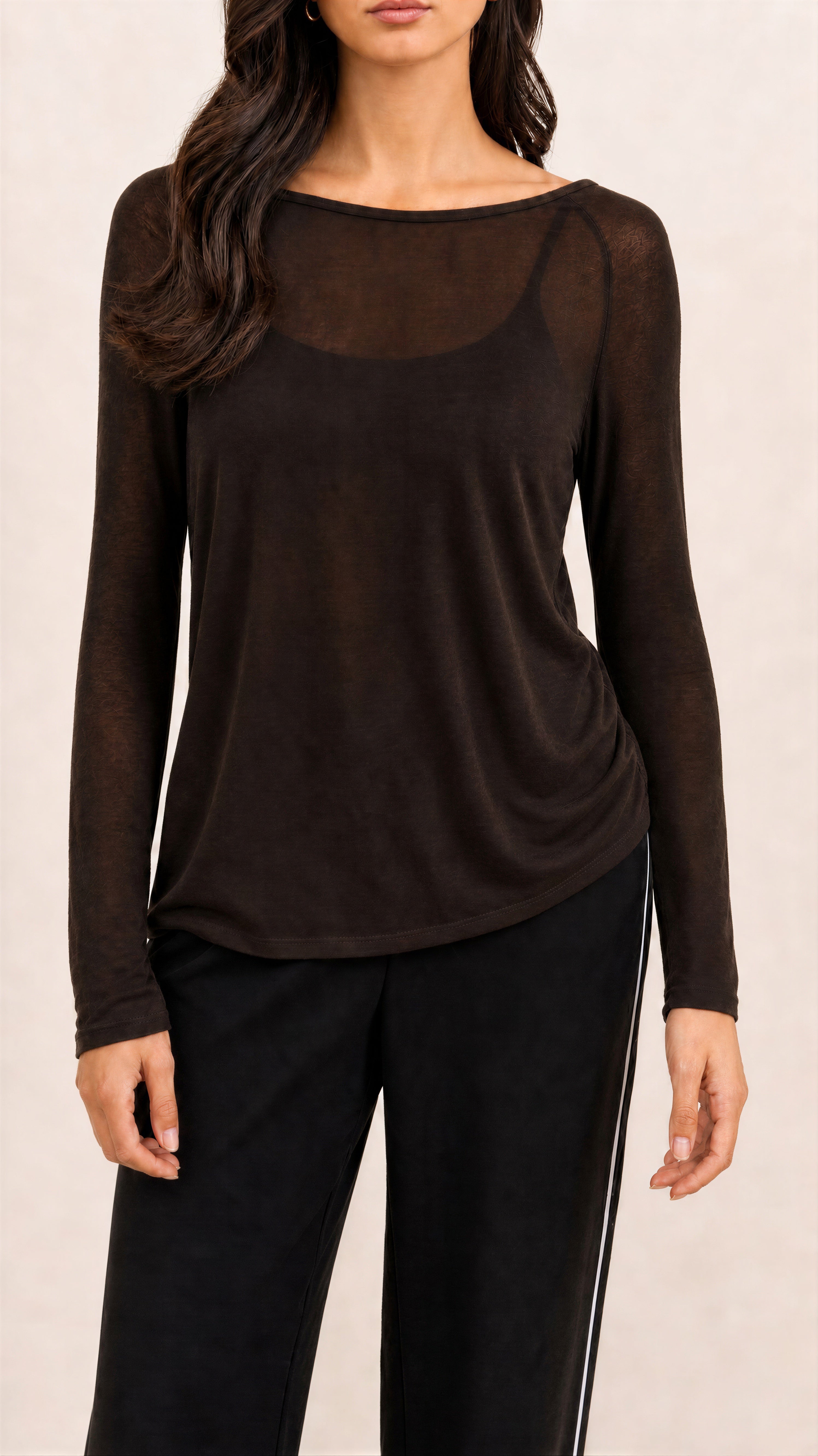 Esme Cashmere Jersey Top - Dark Espresso