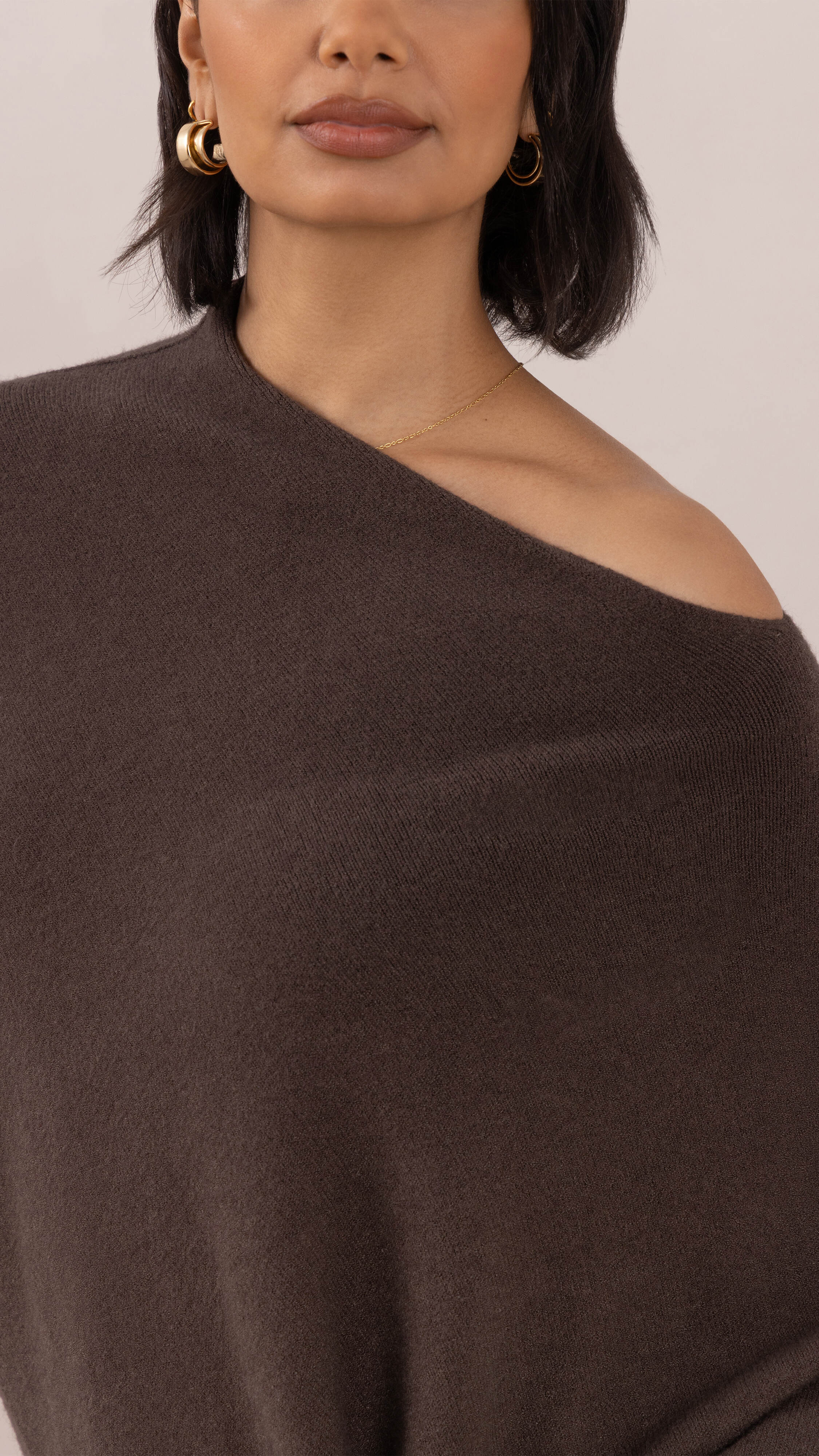 Natalie Asymmetric Sweater - Dark Espresso