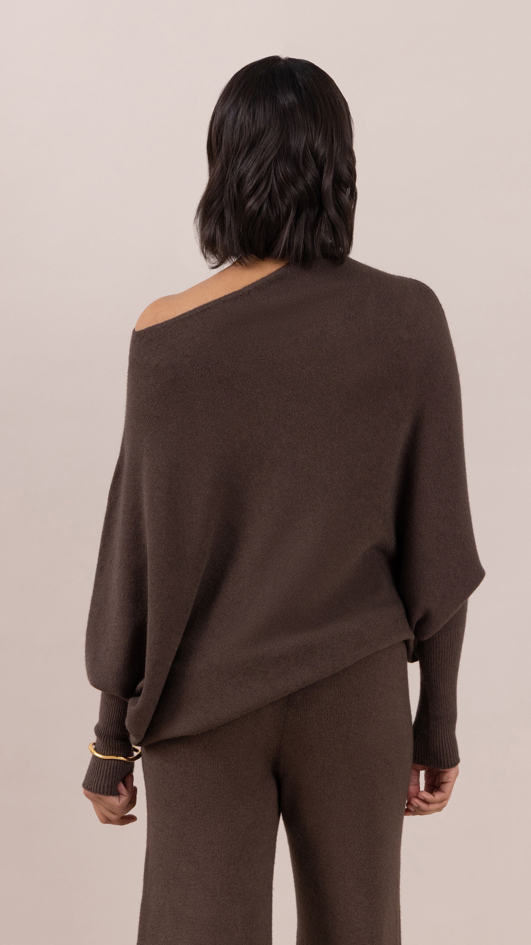 Natalie Asymmetric Sweater - Dark Espresso