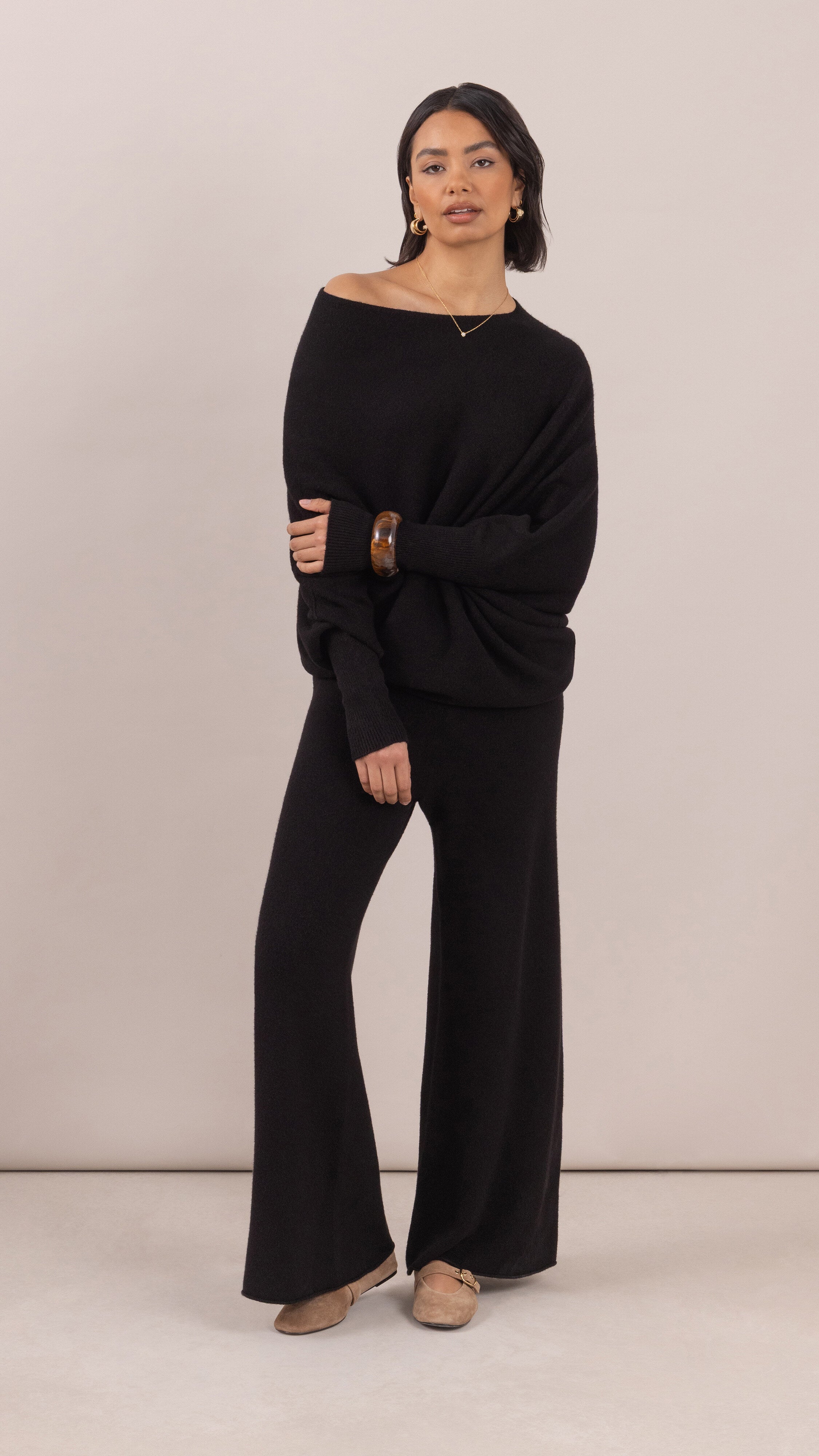 Natalie Asymmetric Sweater - Black