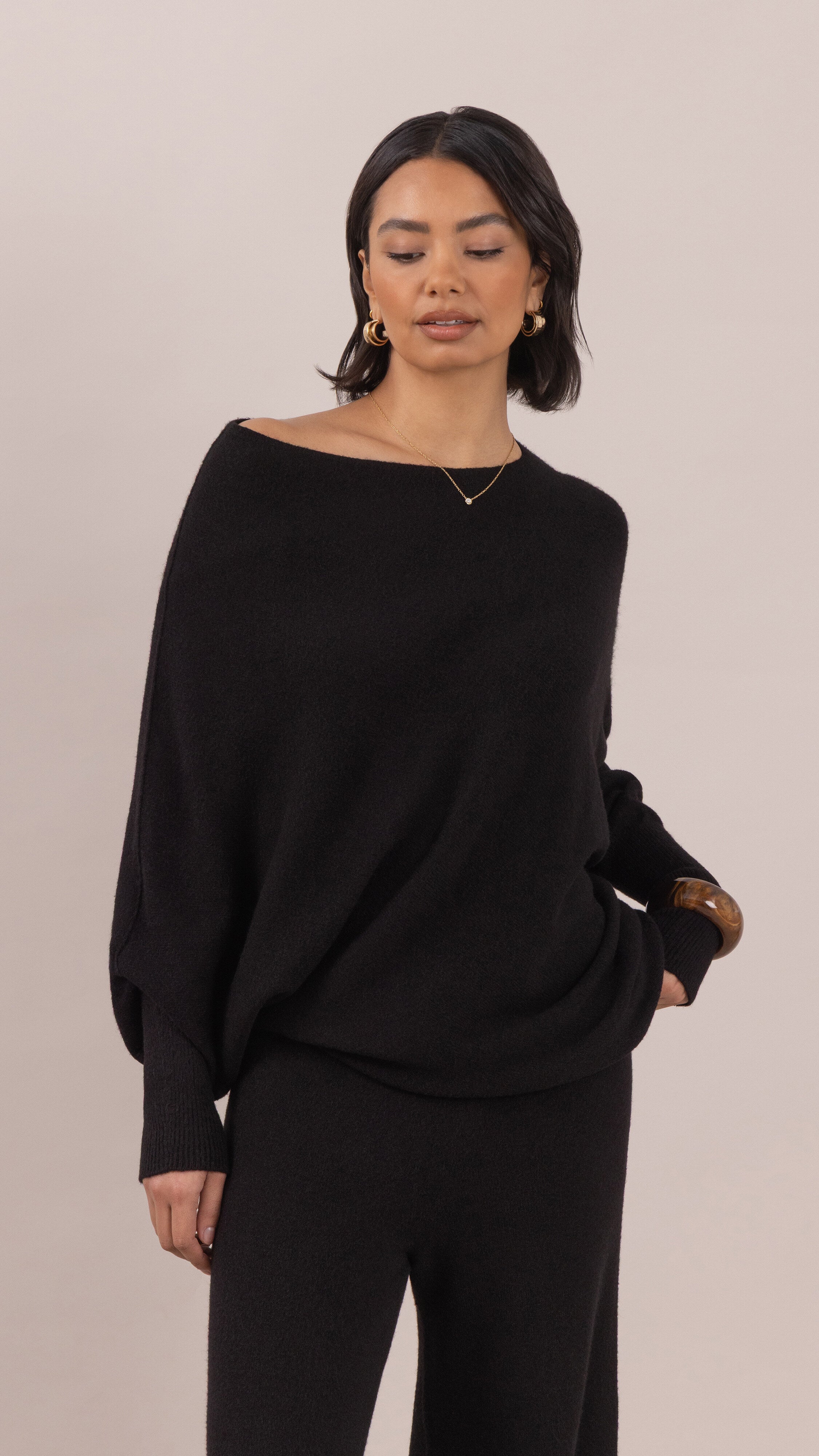 Natalie Asymmetric Sweater - Black
