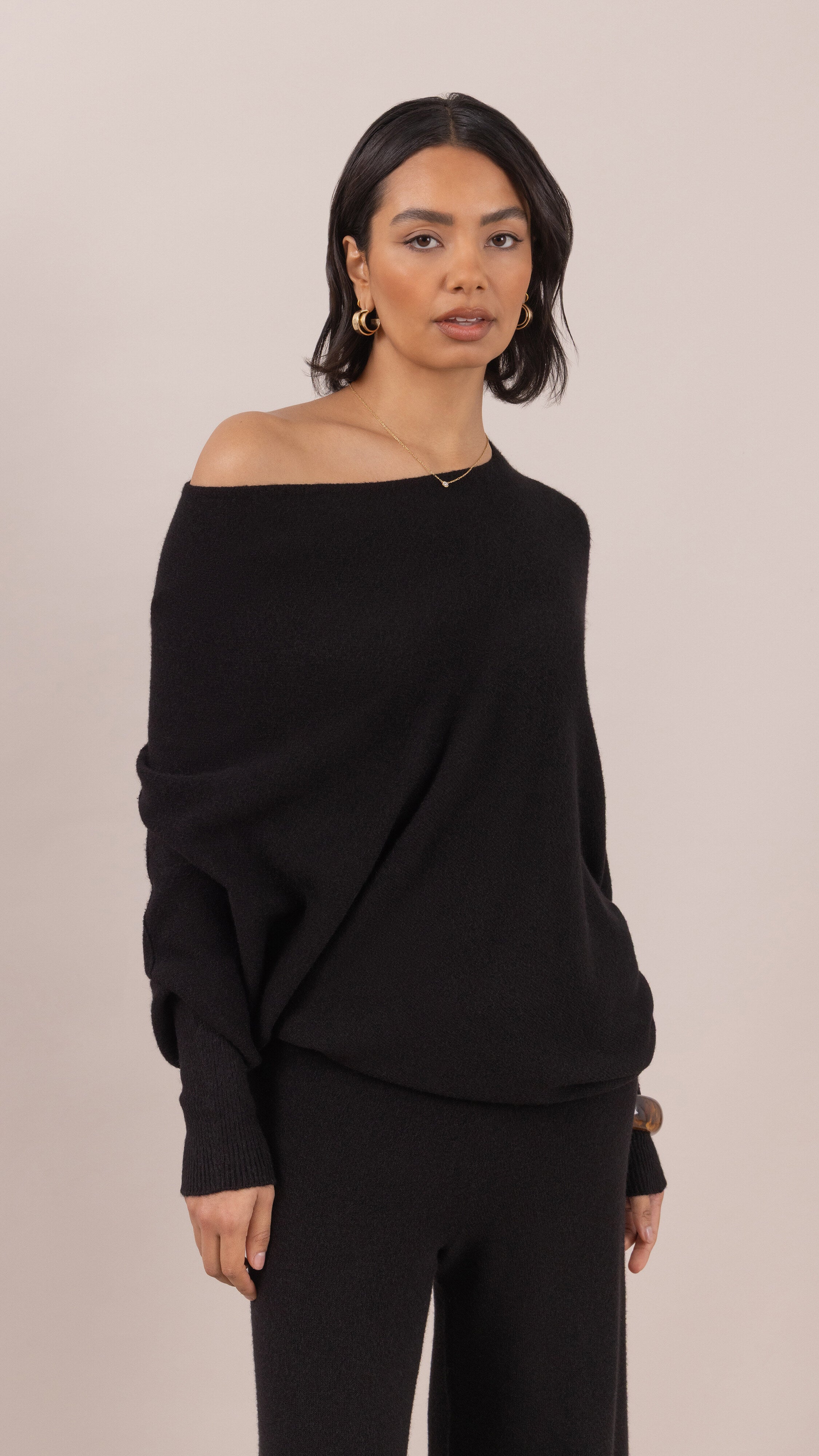 Natalie Asymmetric Sweater - Black
