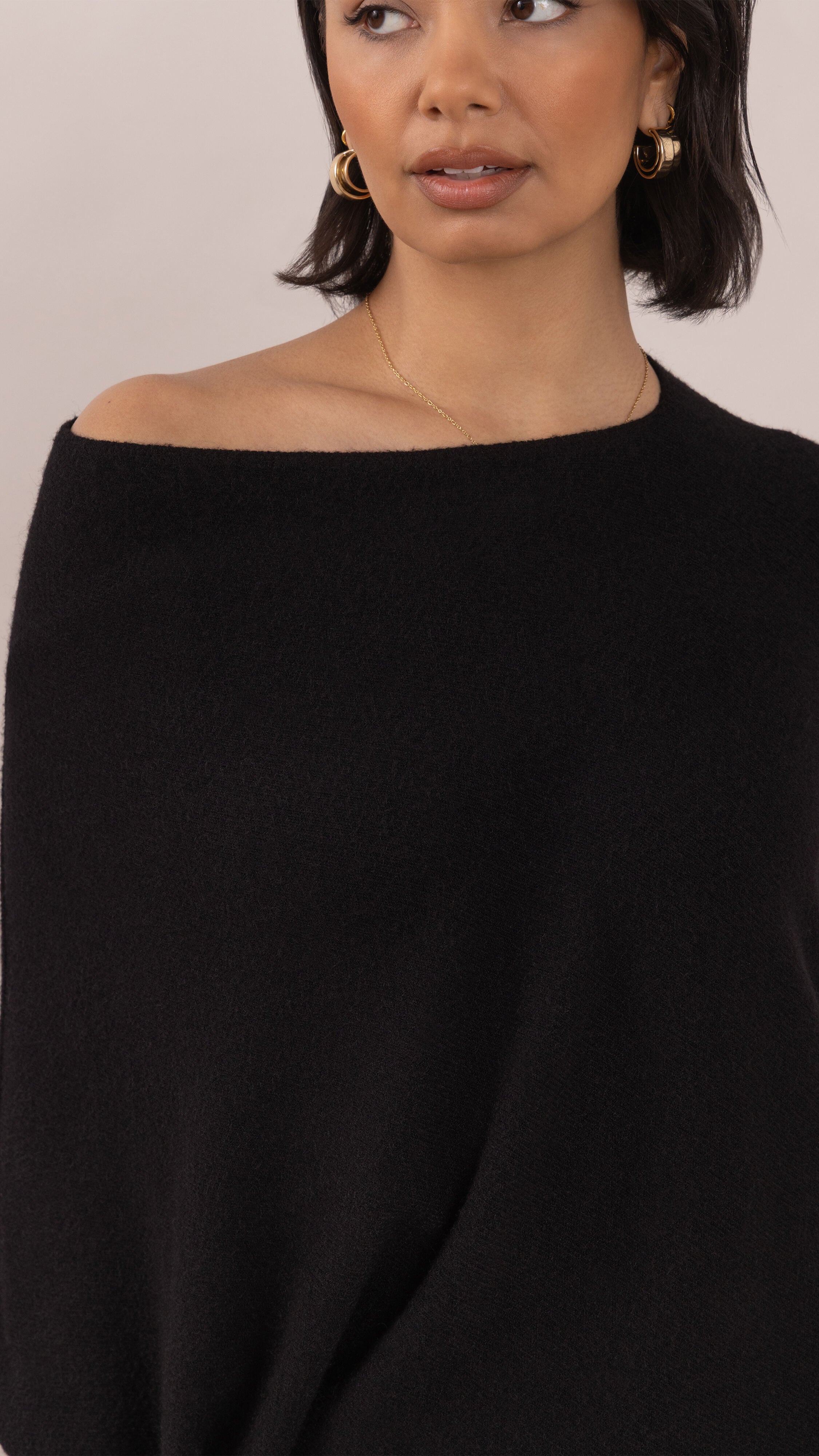 Natalie Asymmetric Sweater - Black