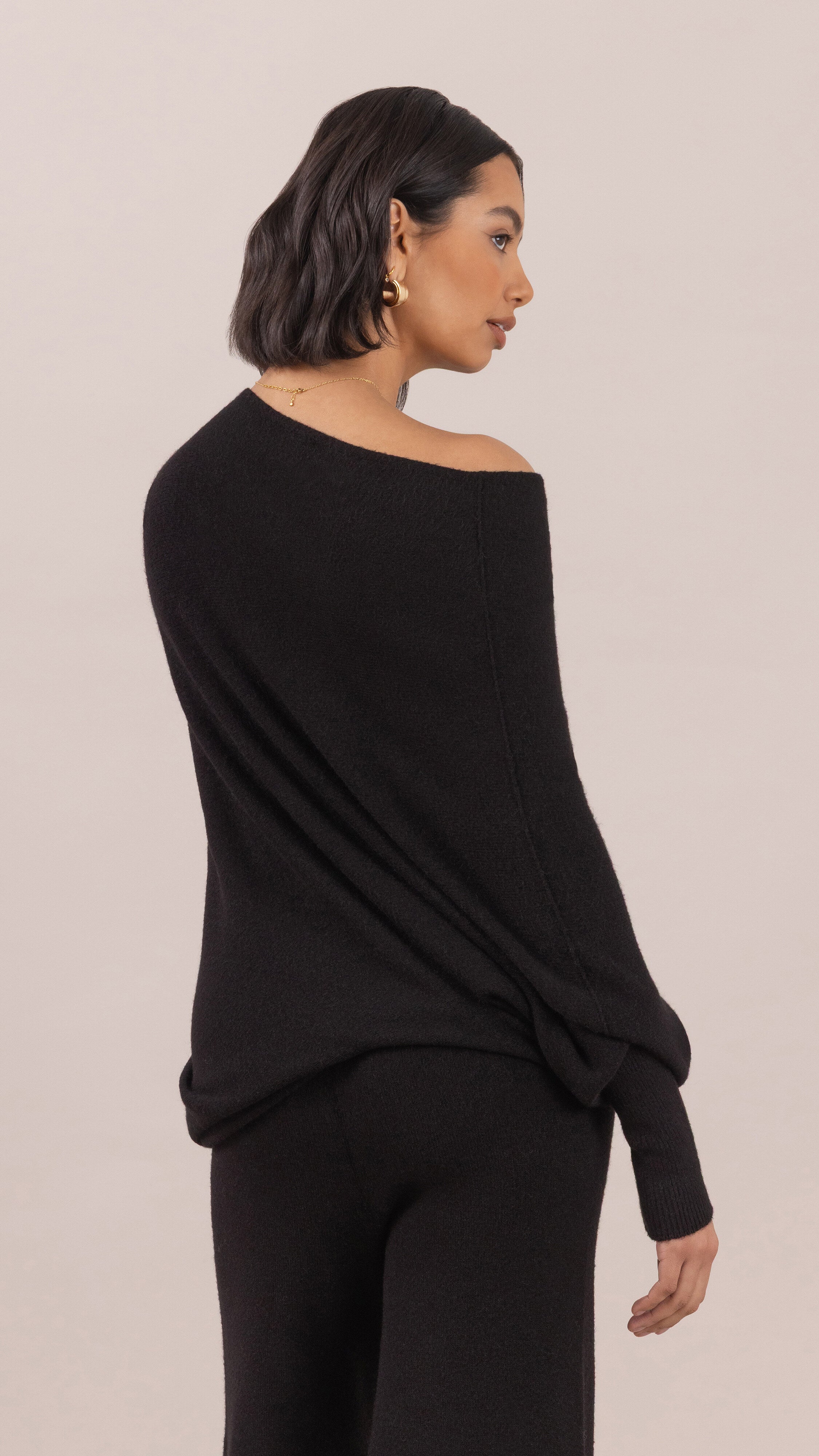 Natalie Asymmetric Sweater - Black