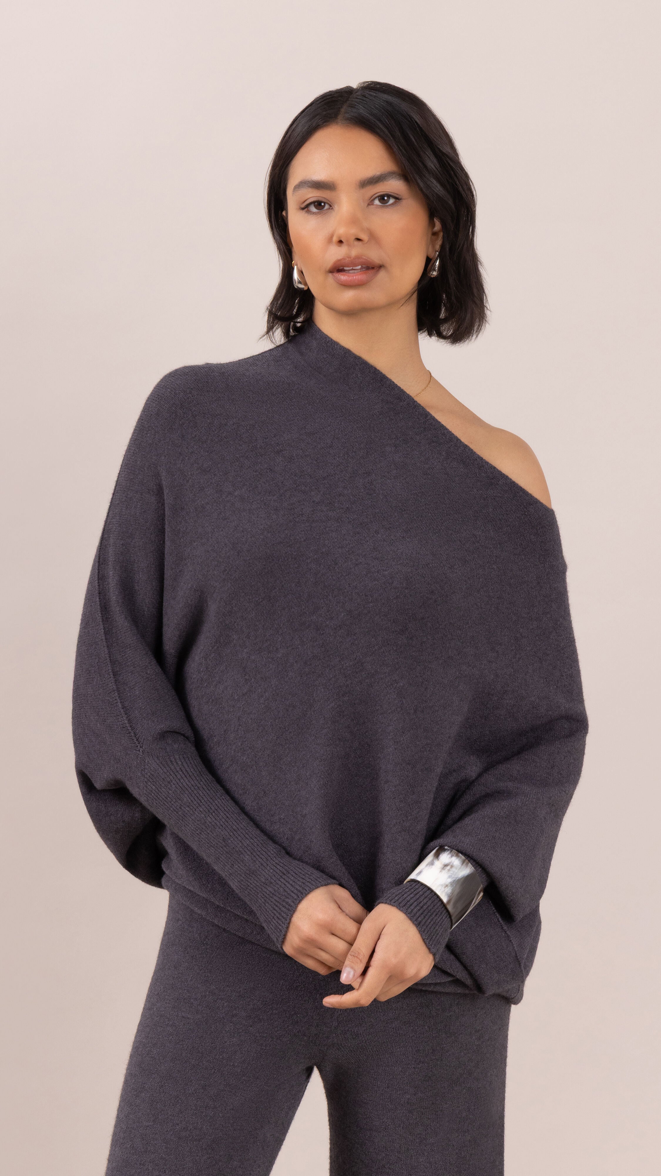 Natalie Asymmetric Sweater - Anthracite